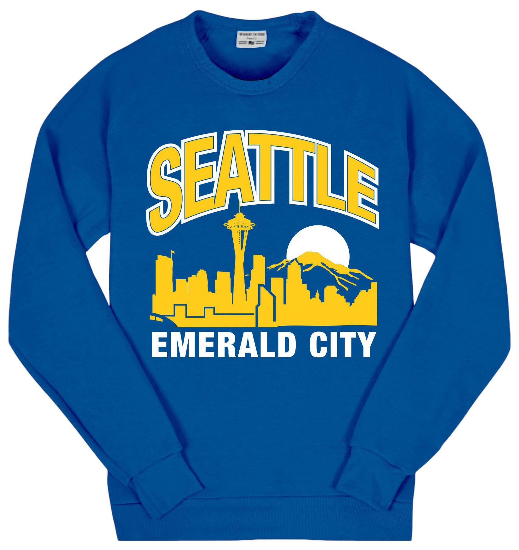Where I'm From Men's Seattle Blue Arch Crewneck Sweatshirt