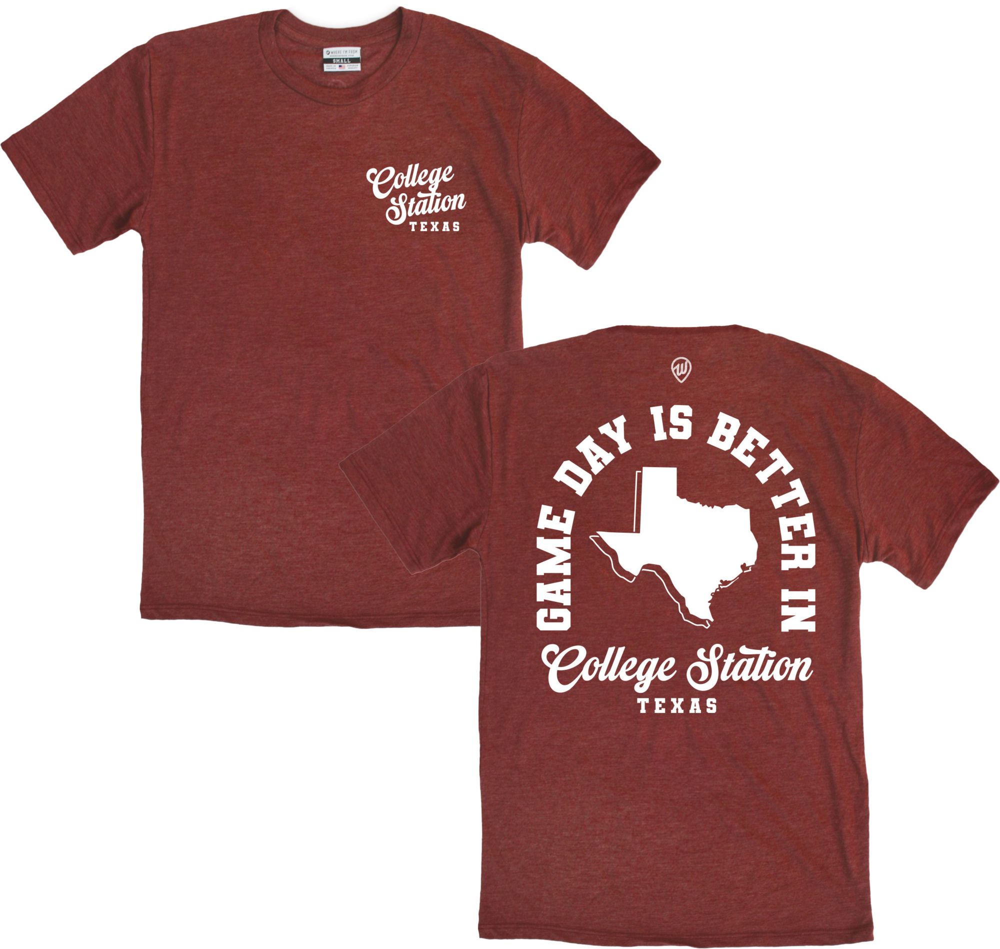 Where I'm From Men's College Station Maroon Game Day 2Hit T-Shirt