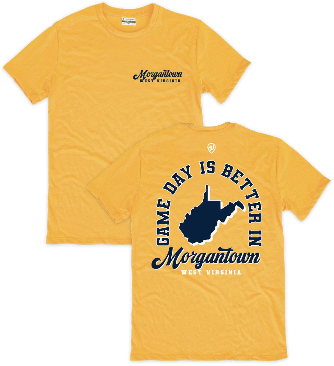Where I'm From Men's Morgantown Yellow Game Day 2Hit T-Shirt