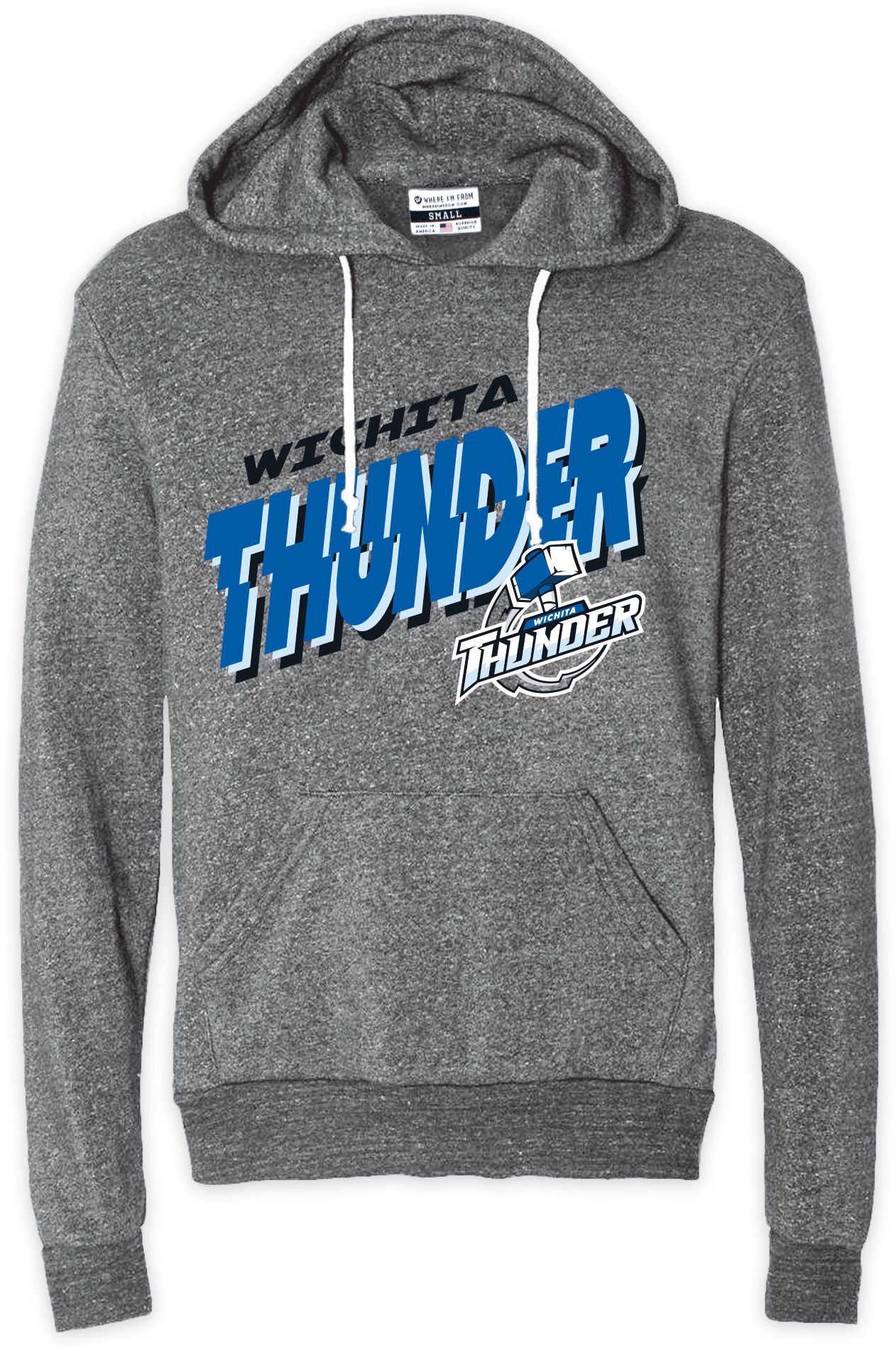 Where I'm From Unisex Wichita Thunder Grey Wavy Text Logo Pullover Hoodie