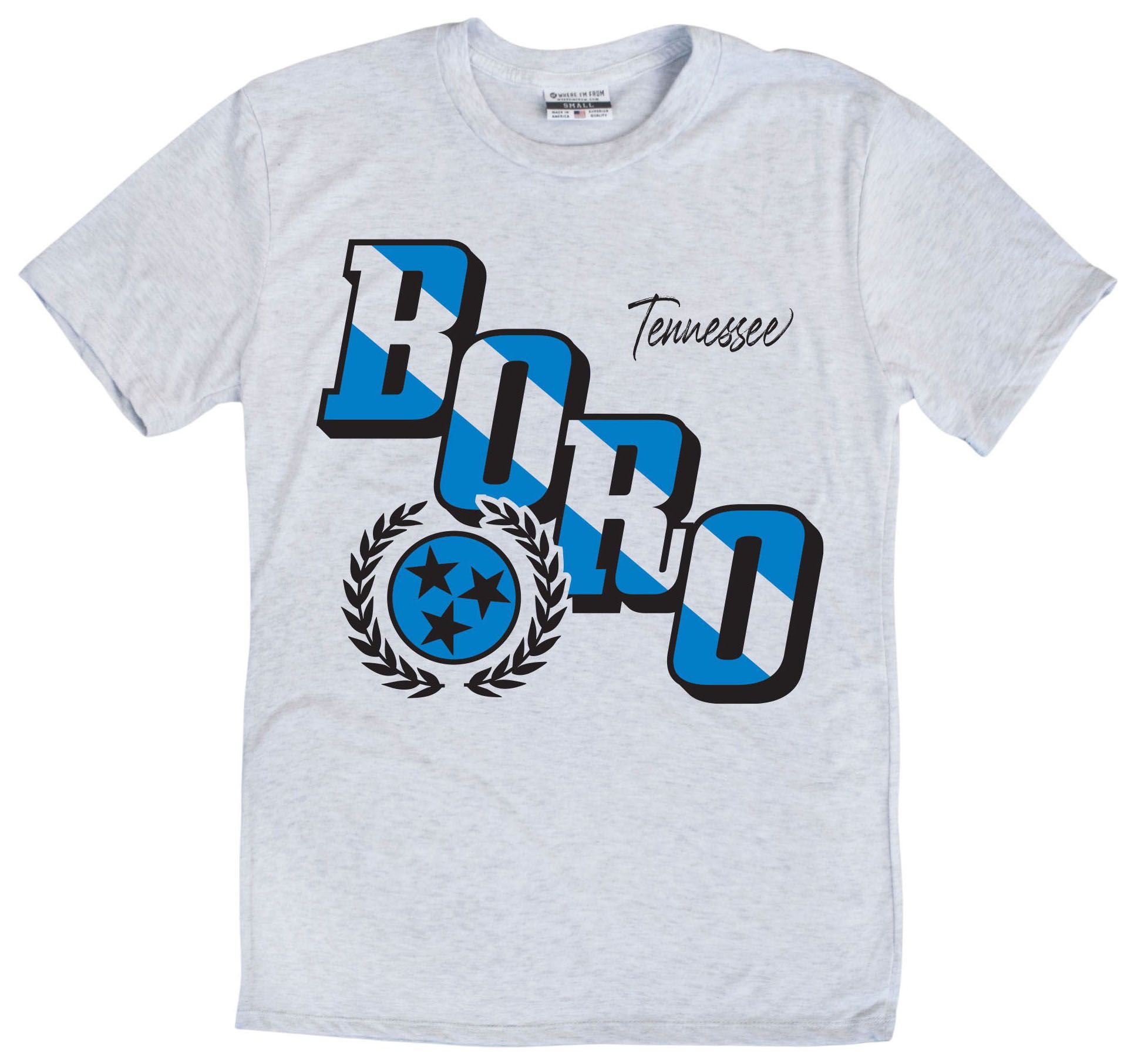 Where I'm From Adult Murfreesboro White Stripe Script T-Shirt