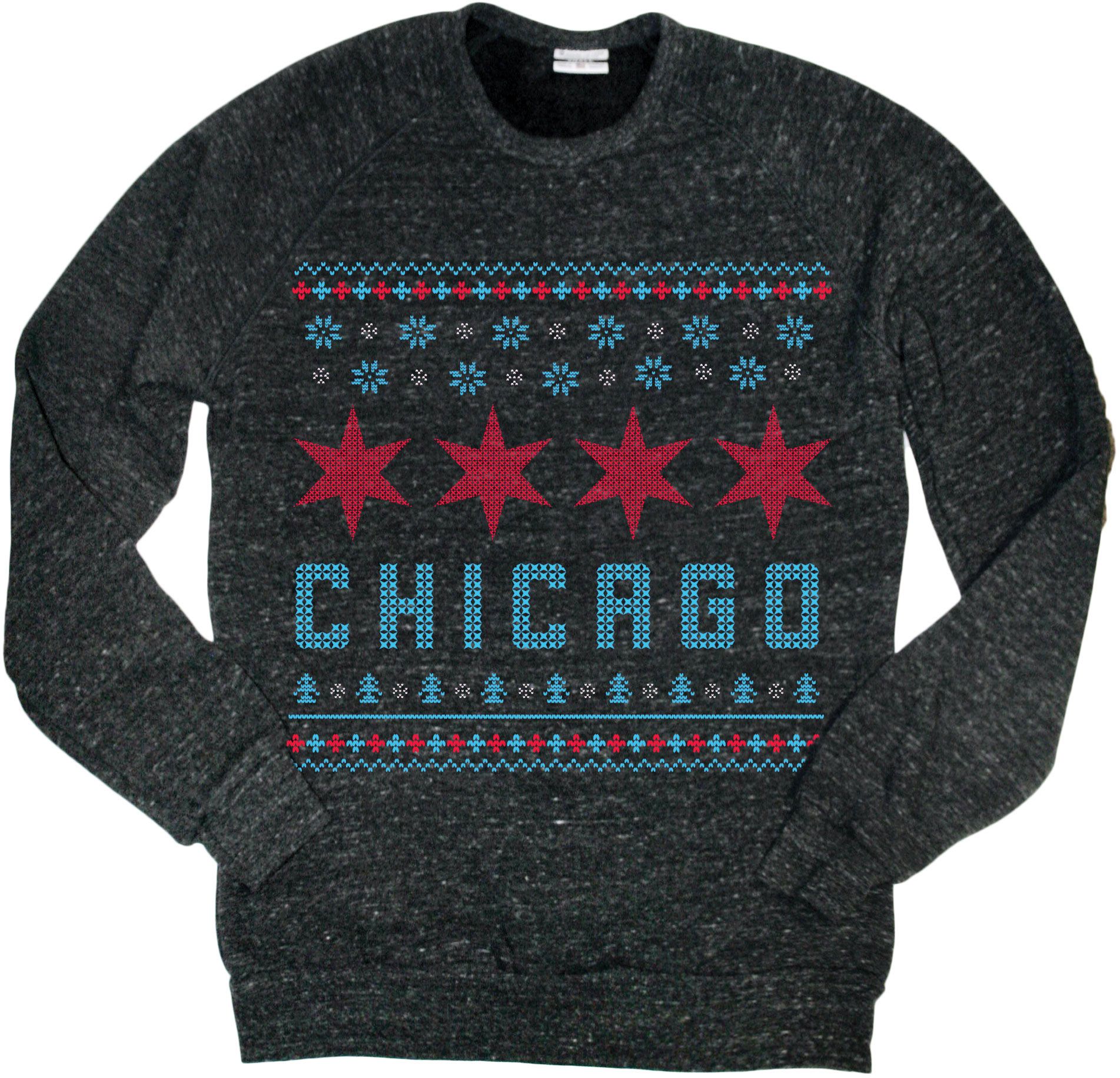 Where I'm From Adult Chicago Black Holiday Flag Sky Crewneck Sweatshirt