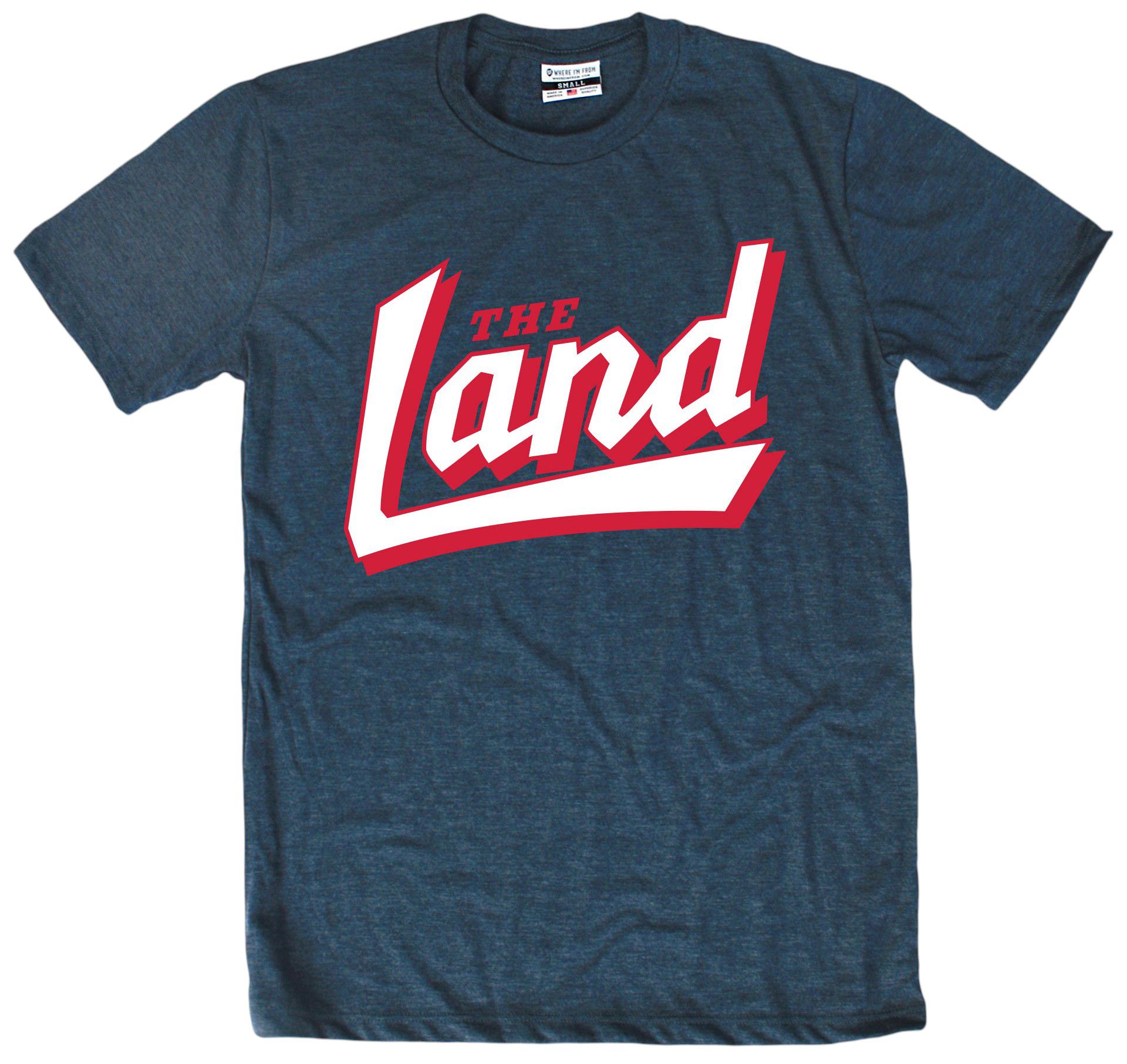 Where I'm From Adult Cleveland Navy Tail Script T-Shirt