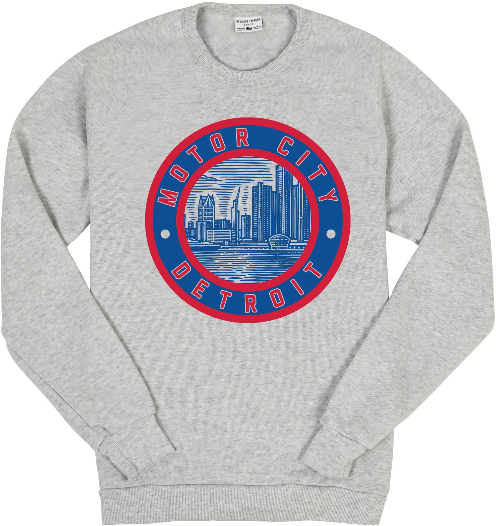Where I'm From Adult Detroit White City Circle Crewneck Sweatshirt