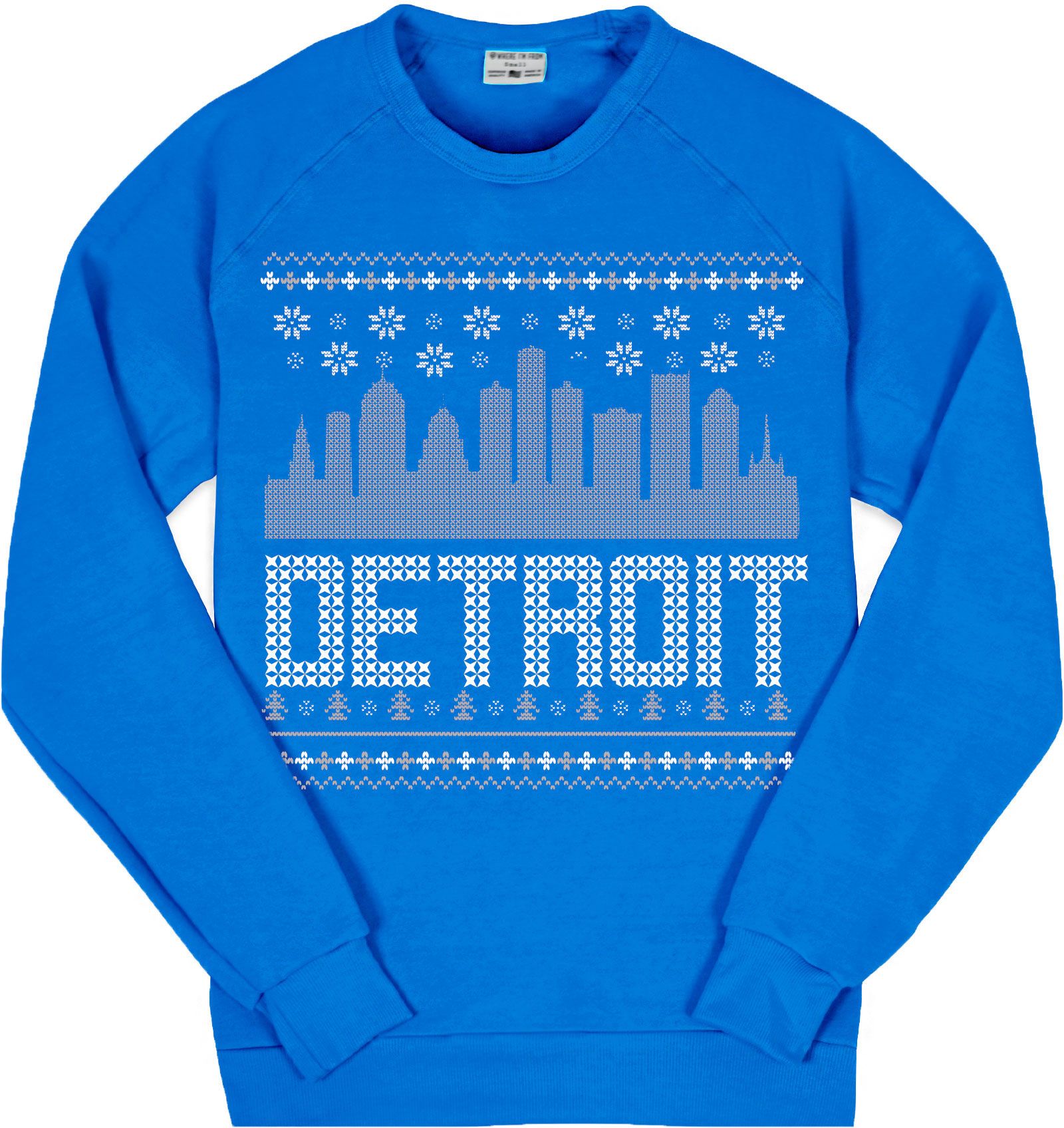 Where I'm From Adult Detroit Blue Holiday Sky Crewneck Sweatshirt