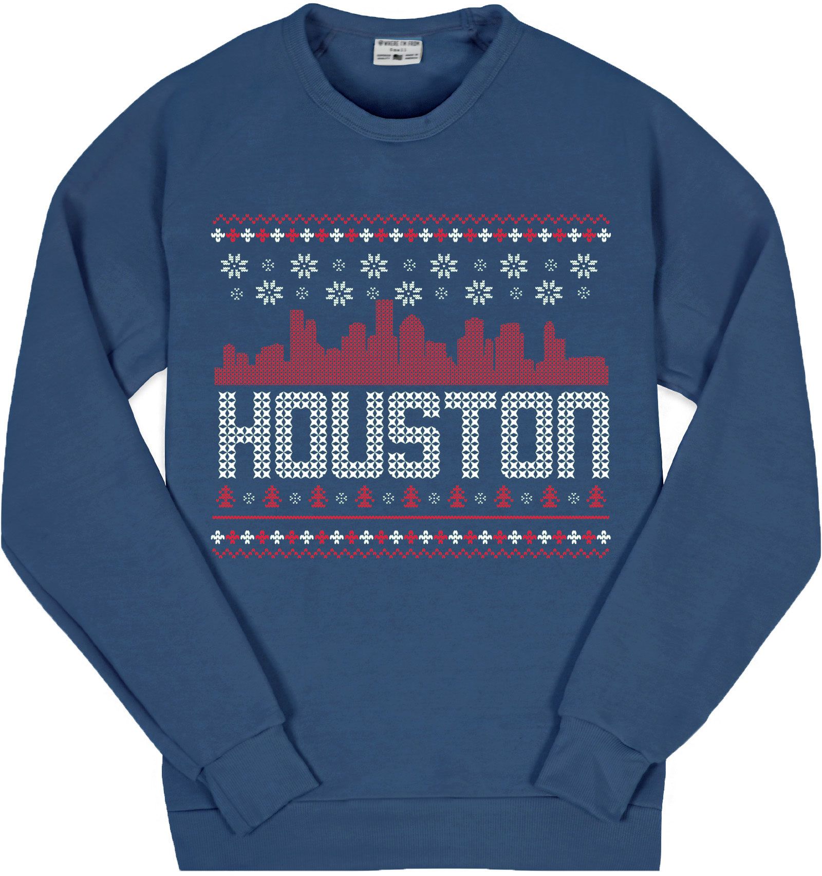 Where I'm From Adult Houston Navy Holiday Sky Crewneck Sweatshirt