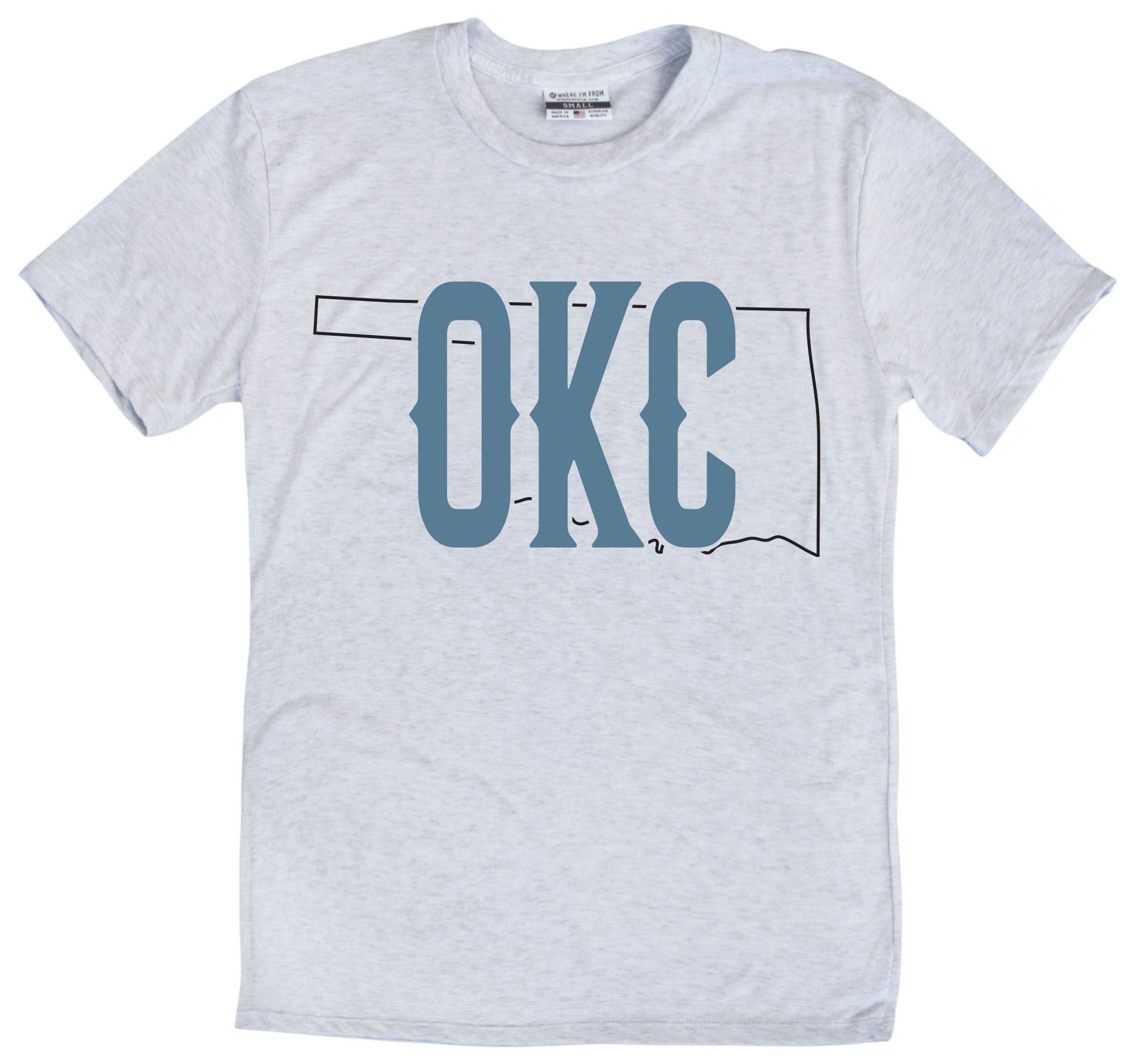 Where I'm From Adult Oklahoma City White Outline T-Shirt