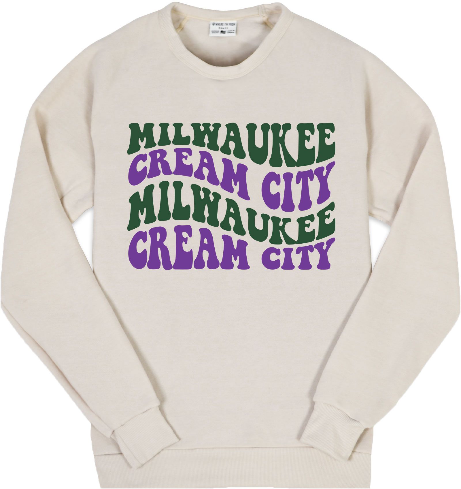 Where I'm From Adult Milwaukee Cream Repeat Crewneck Sweatshirt