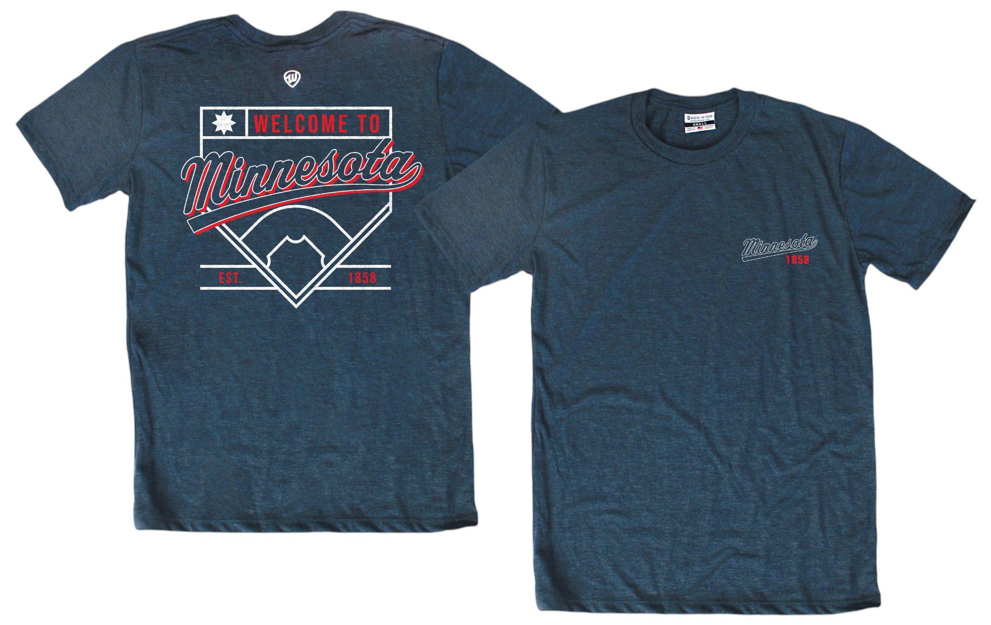 Where I'm From Adult Minnesota Navy 2Sided Diamond T-Shirt