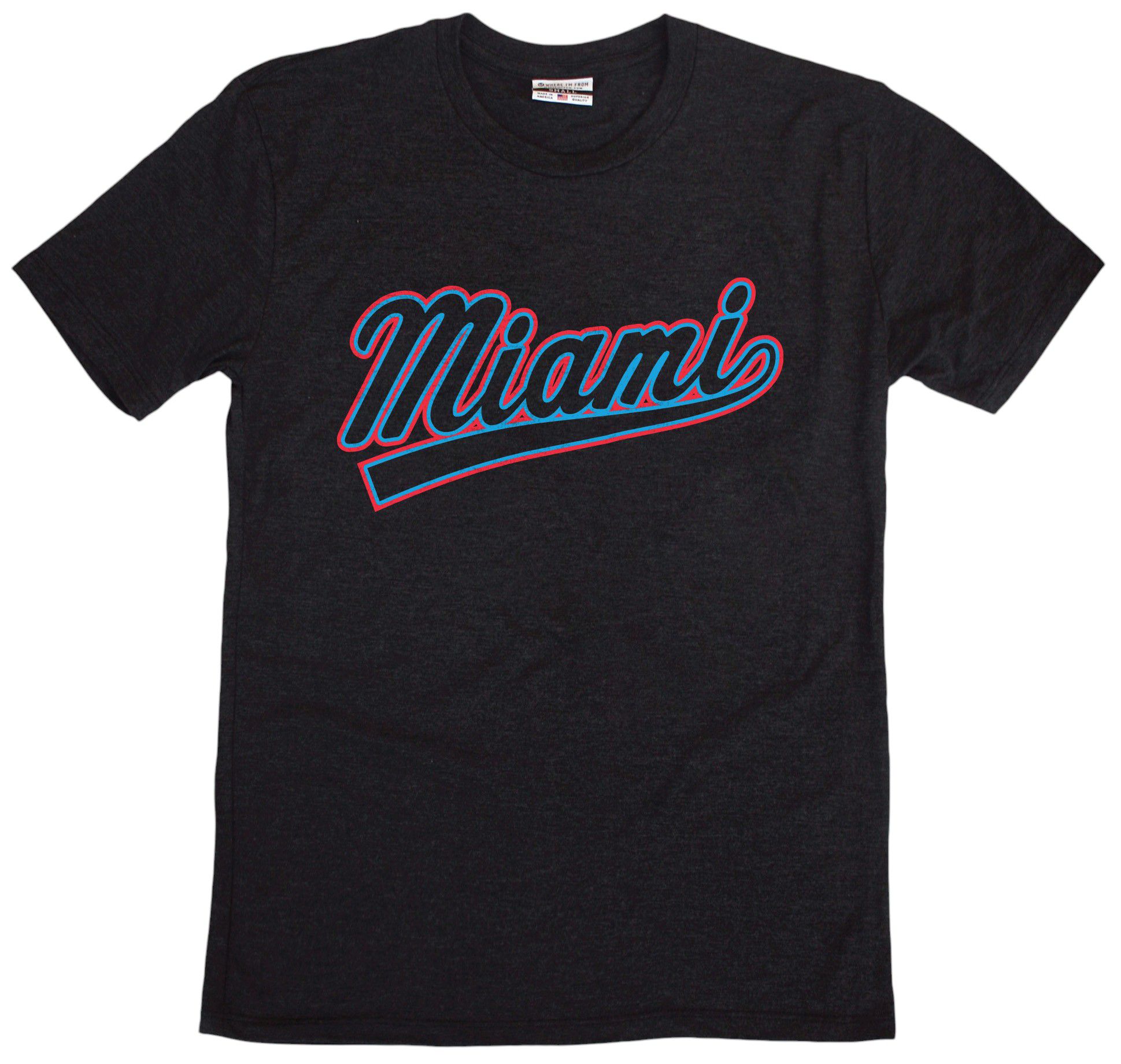 Where I'm From Adult Miami Black Tail Script T-Shirt