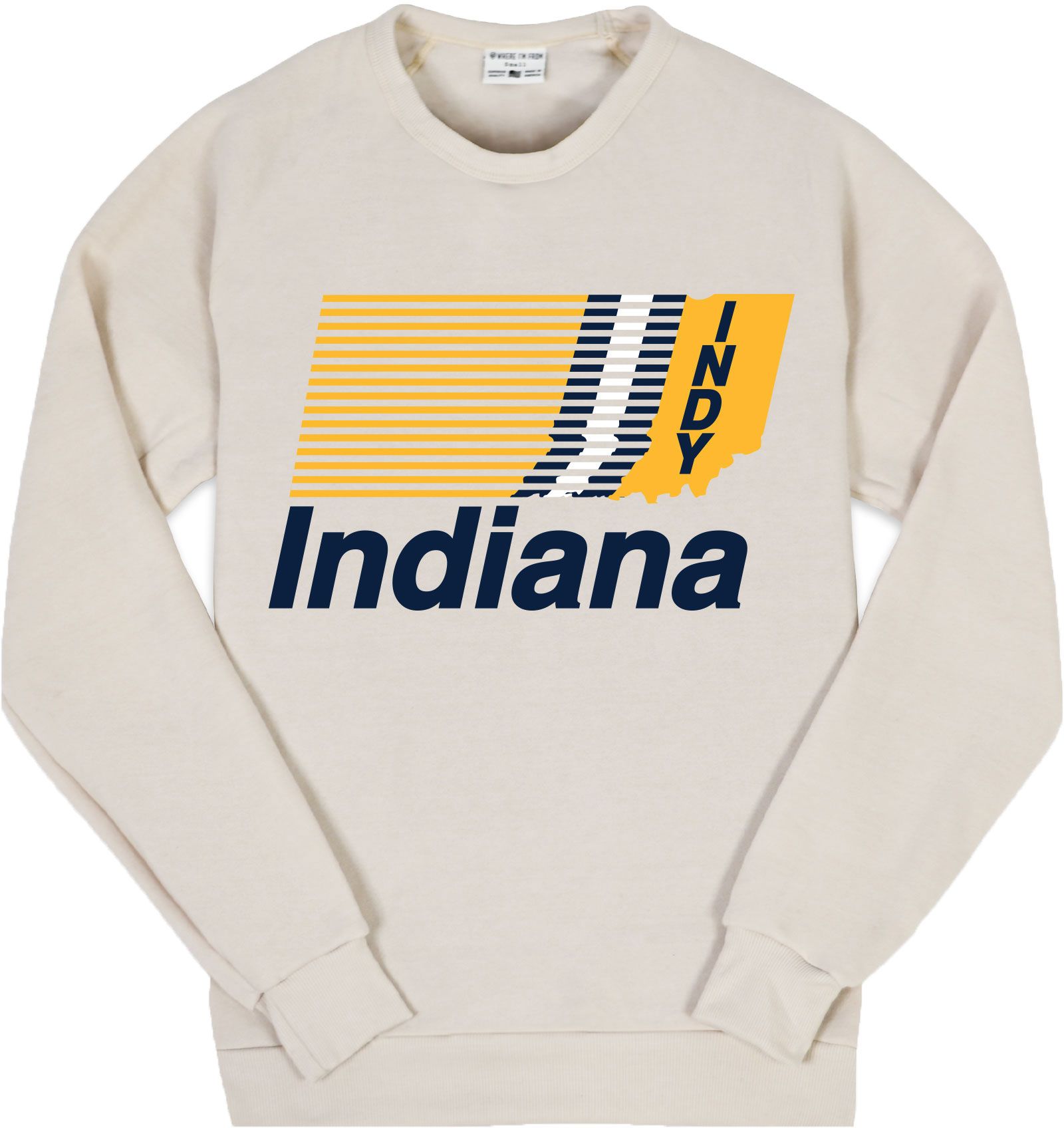Where I'm From Adult Indiana Cream State Crewneck Sweatshirt