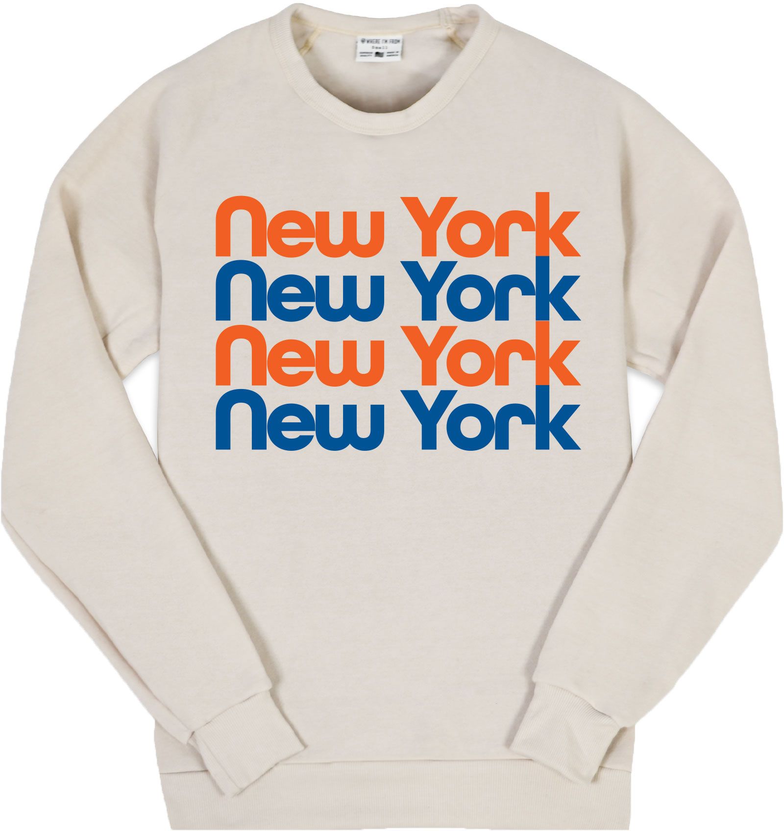 Where I'm From Adult New York City Cream Repeat Crewneck Sweatshirt
