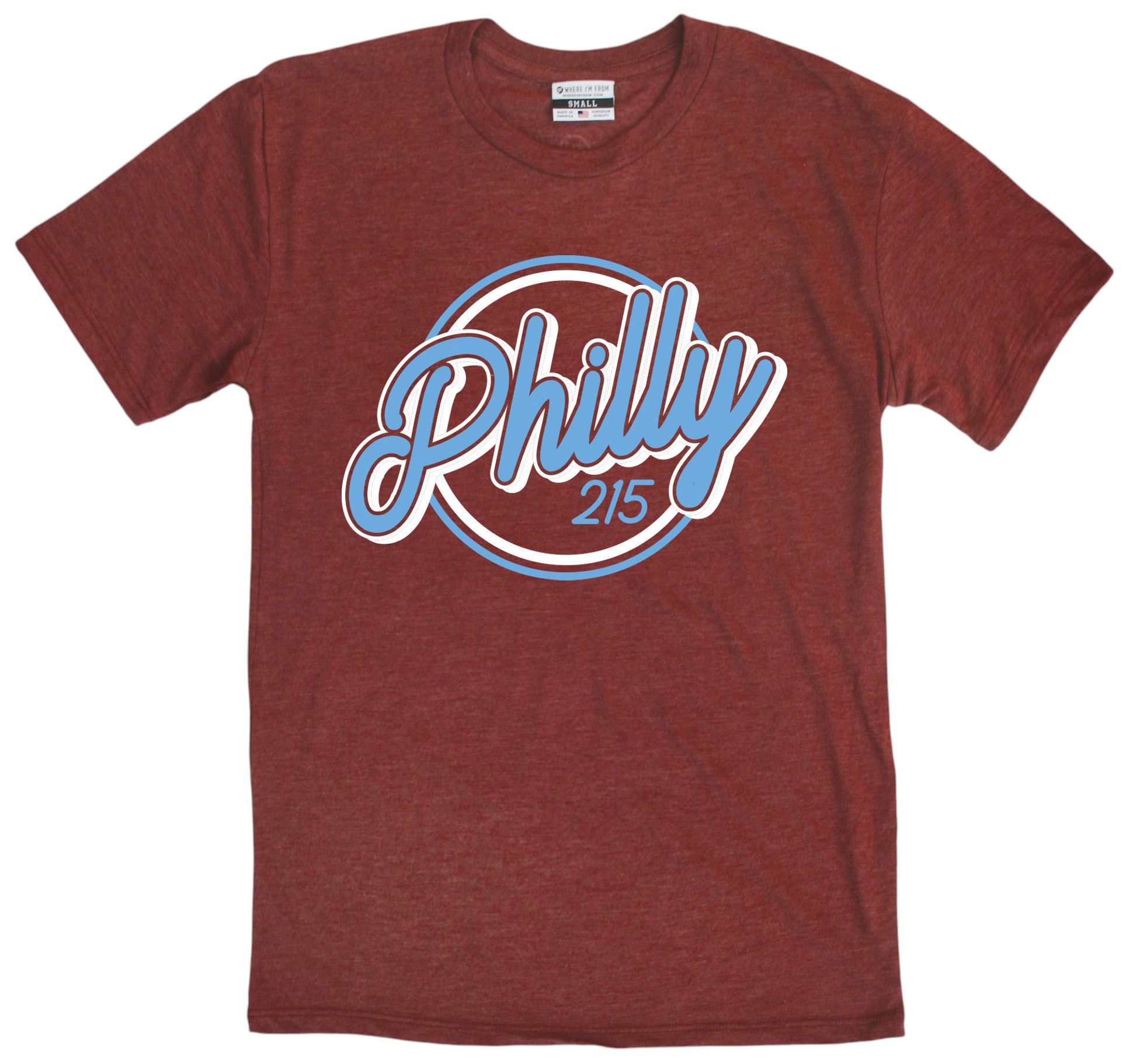 Where I'm From Adult Philadelphia Maroon Circle Script T-Shirt