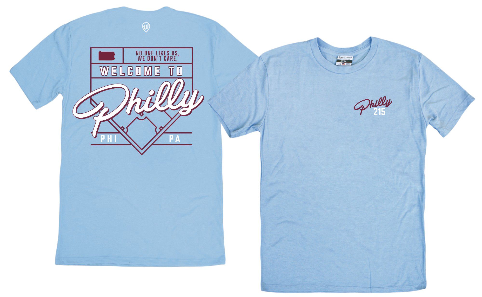 Where I'm From Adult Philadelphia Blue 2Sided Diamond T-Shirt