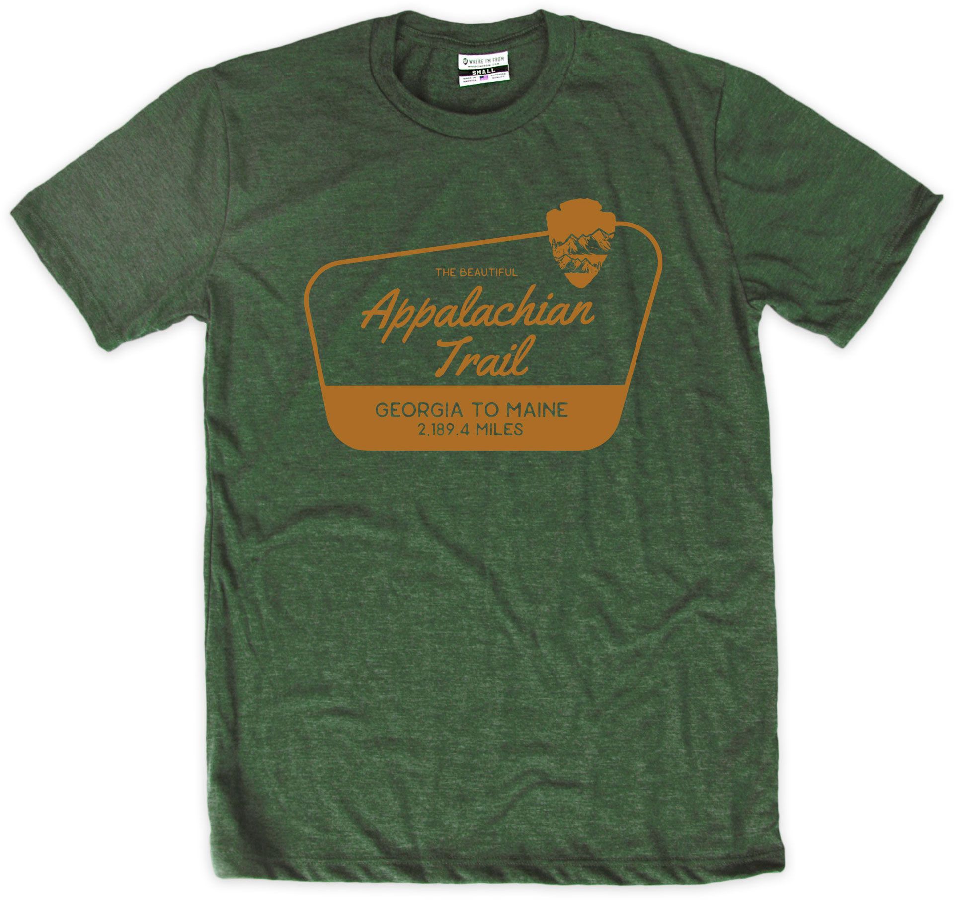 Where I'm From Adult Appalachian Trail Miles Green T-Shirt