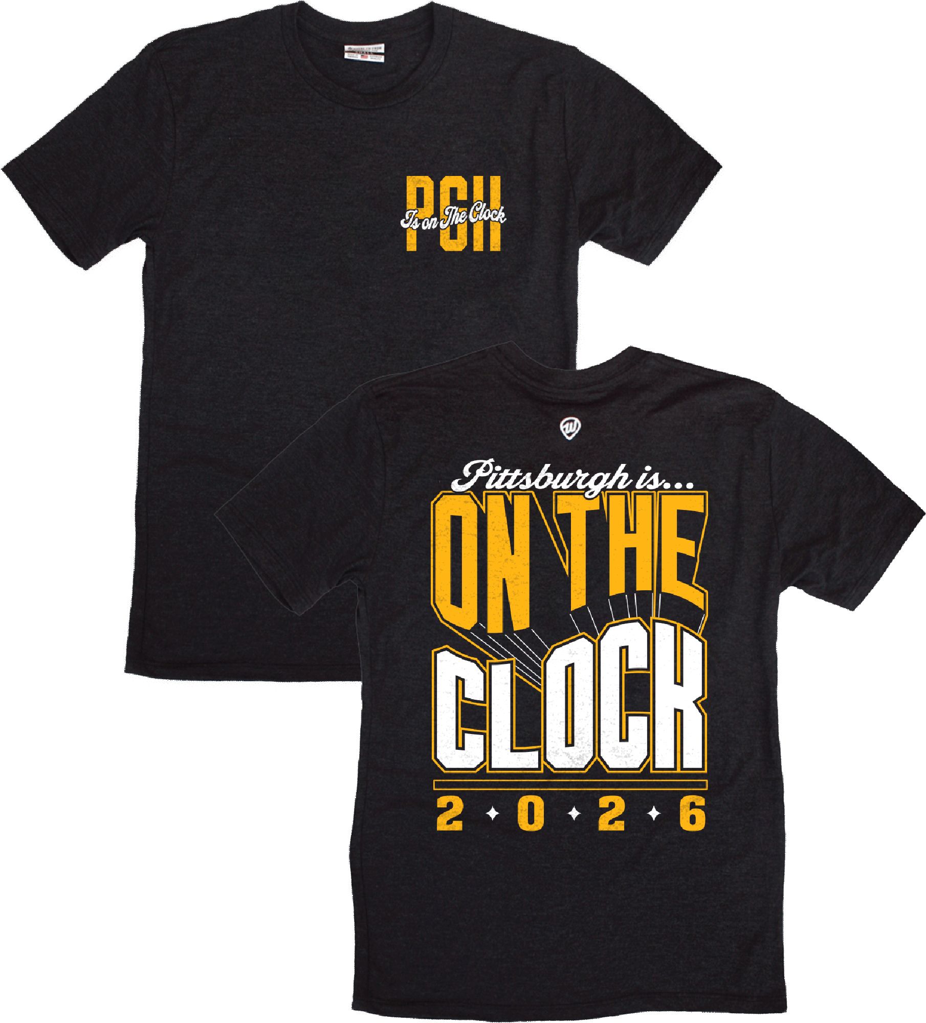 Where I'm From Adult Pittsburgh Draft 2026 Black Clock 2-Hit T-Shirt