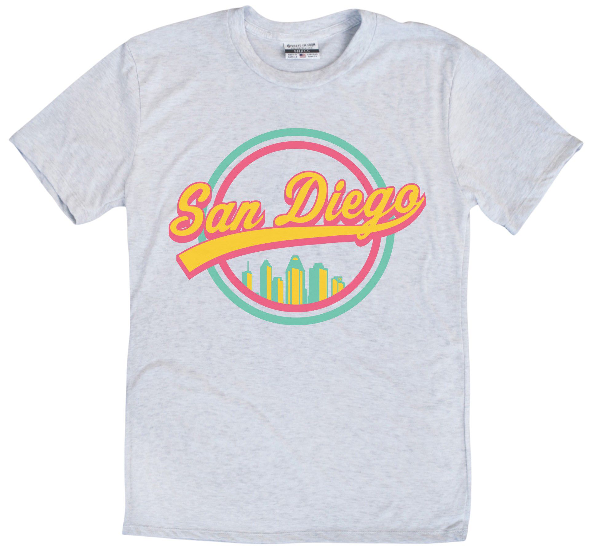 Where I'm From Adult San Diego White Circle Script T-Shirt