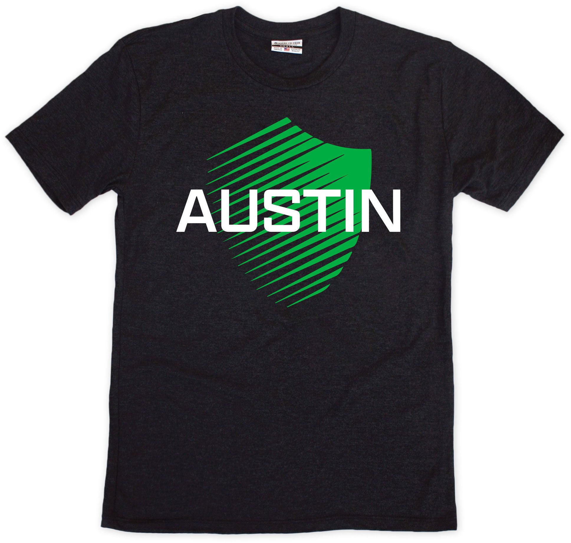 Where I'm From Adult Austin Black Shield T-Shirt