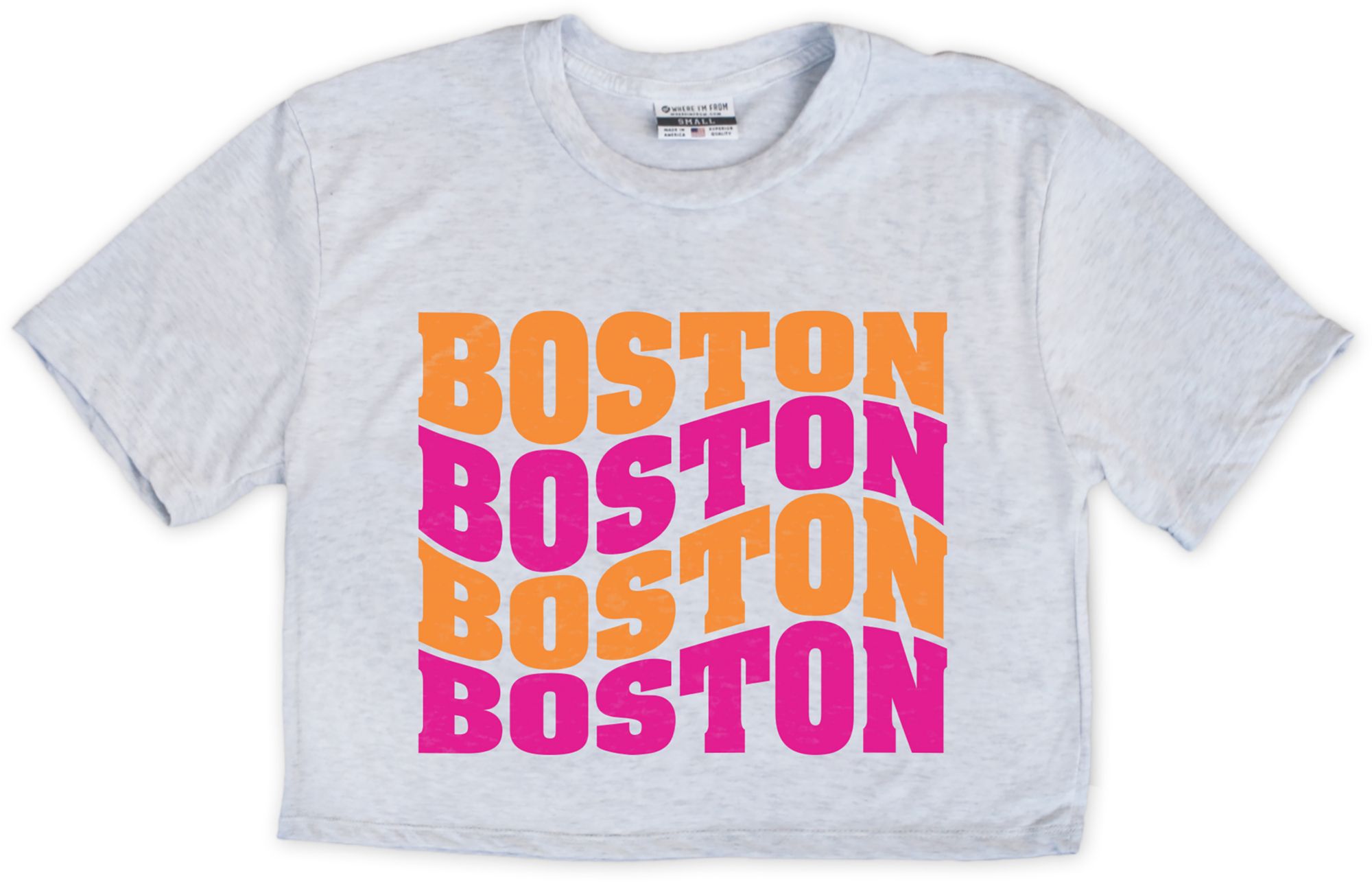 Where I'm From Women's Boston White 'Dunkin' Cropped Crewneck Sweatshirt