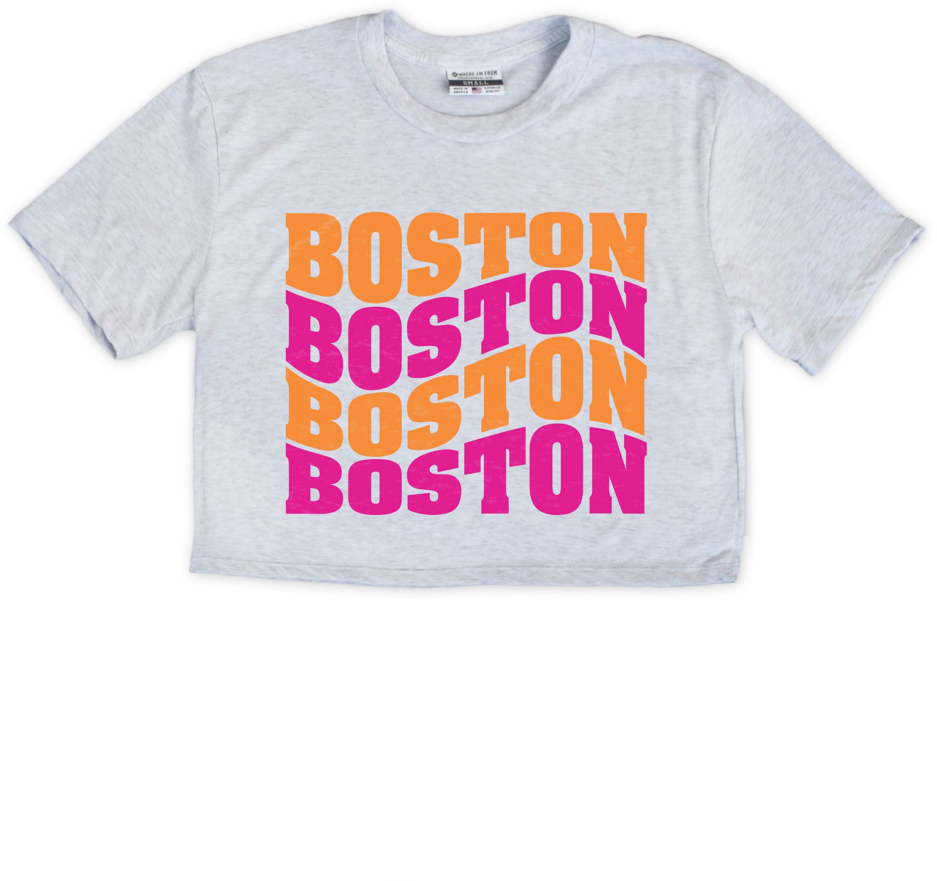 Where I'm From Women's Boston White 'Dunkin' Cropped T-Shirt