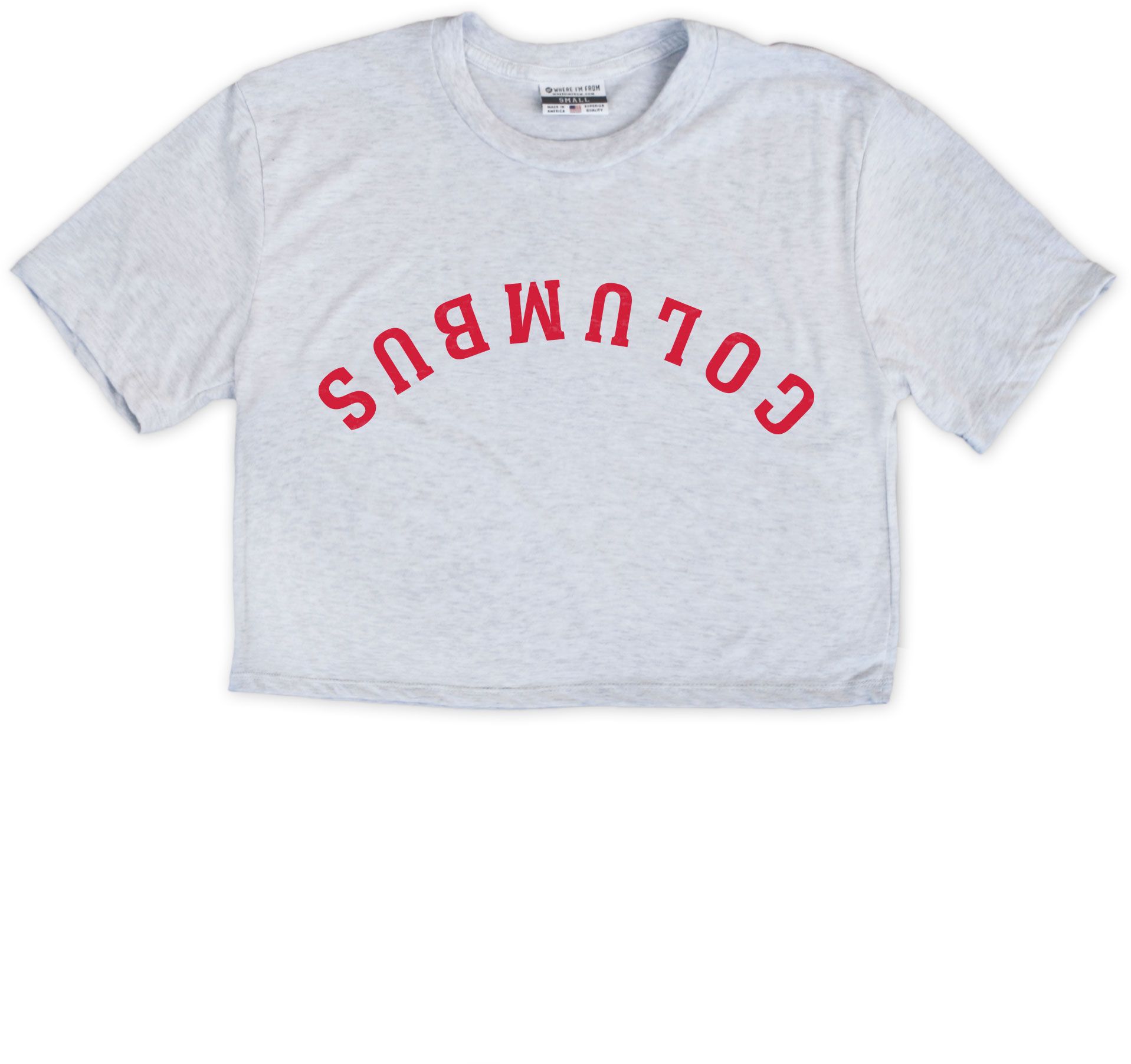 Where I'm From Women's Columbus White Upside Script Short Sleeve T-Shirt