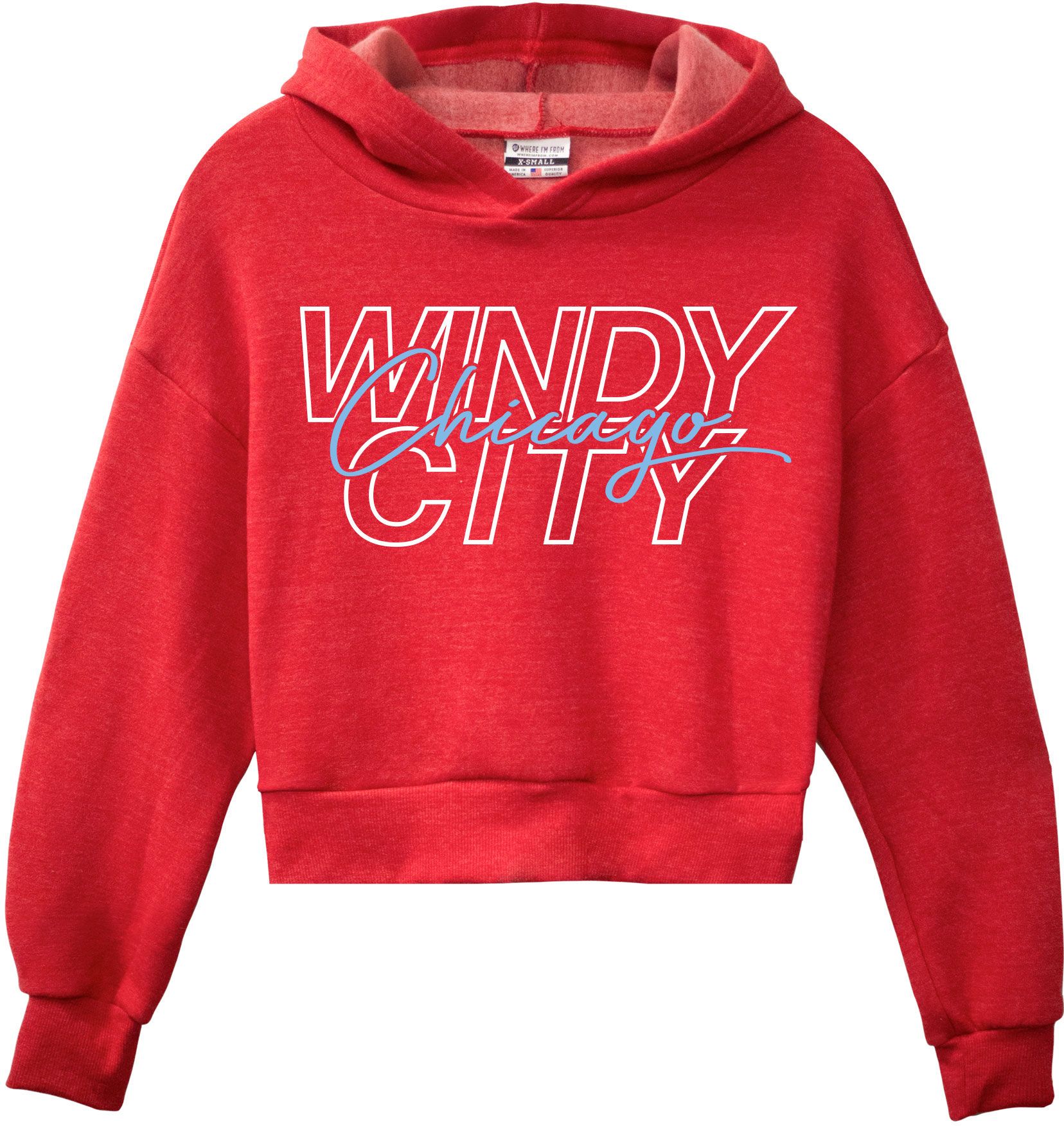 Where I'm From Women's Chicago Red Script Cropped Hoodie