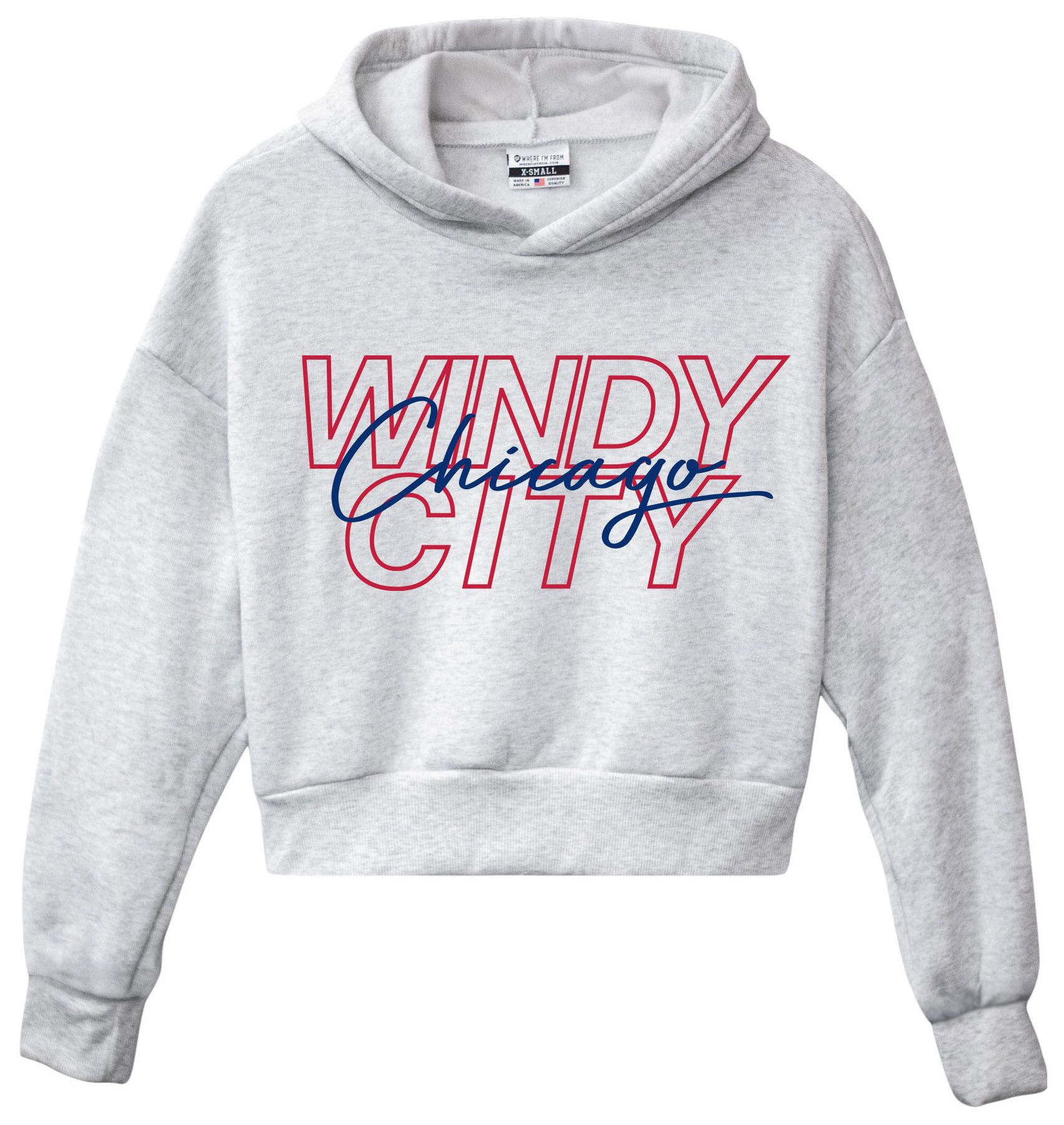 Where I'm From Women's Chicago Ash Script Cropped Pullover Hoodie