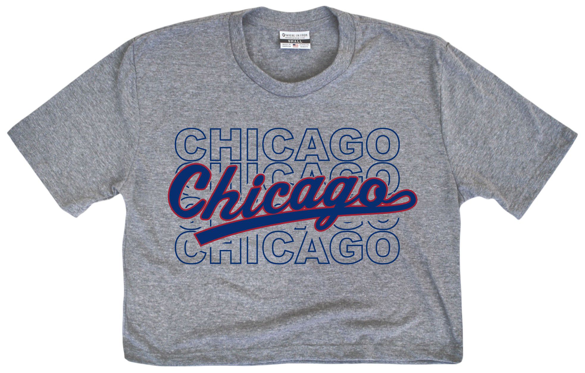 Where I'm From Adult Chicago Gray Repeat Cropped T-Shirt