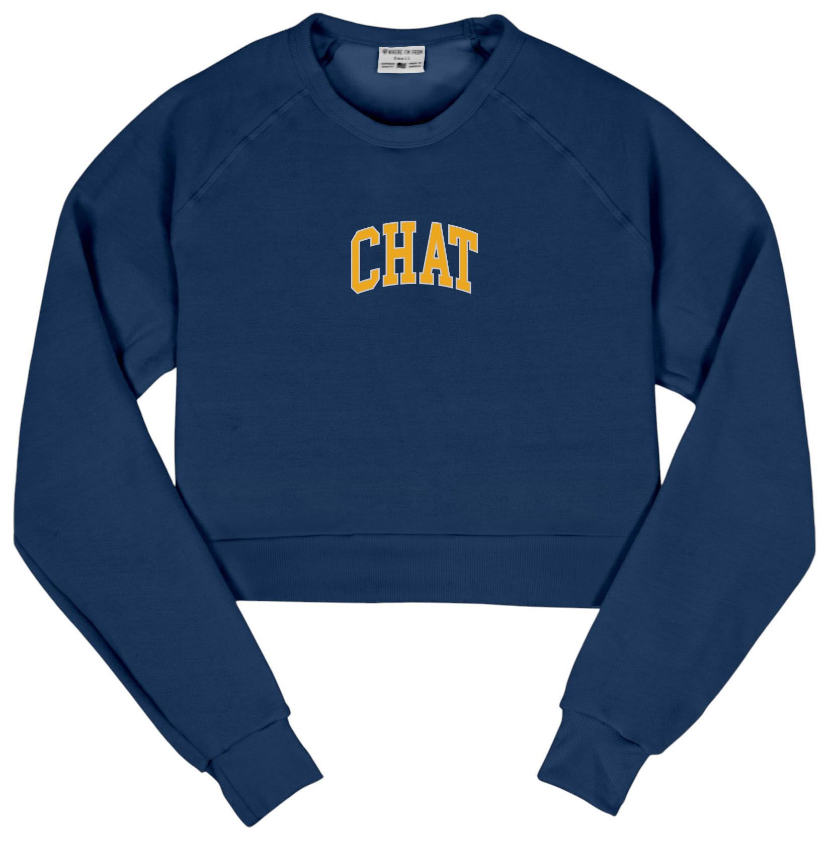 Where I'm From Women's Chatanooga Navy Micro Script Cropped Long Sleeve T-Shirt