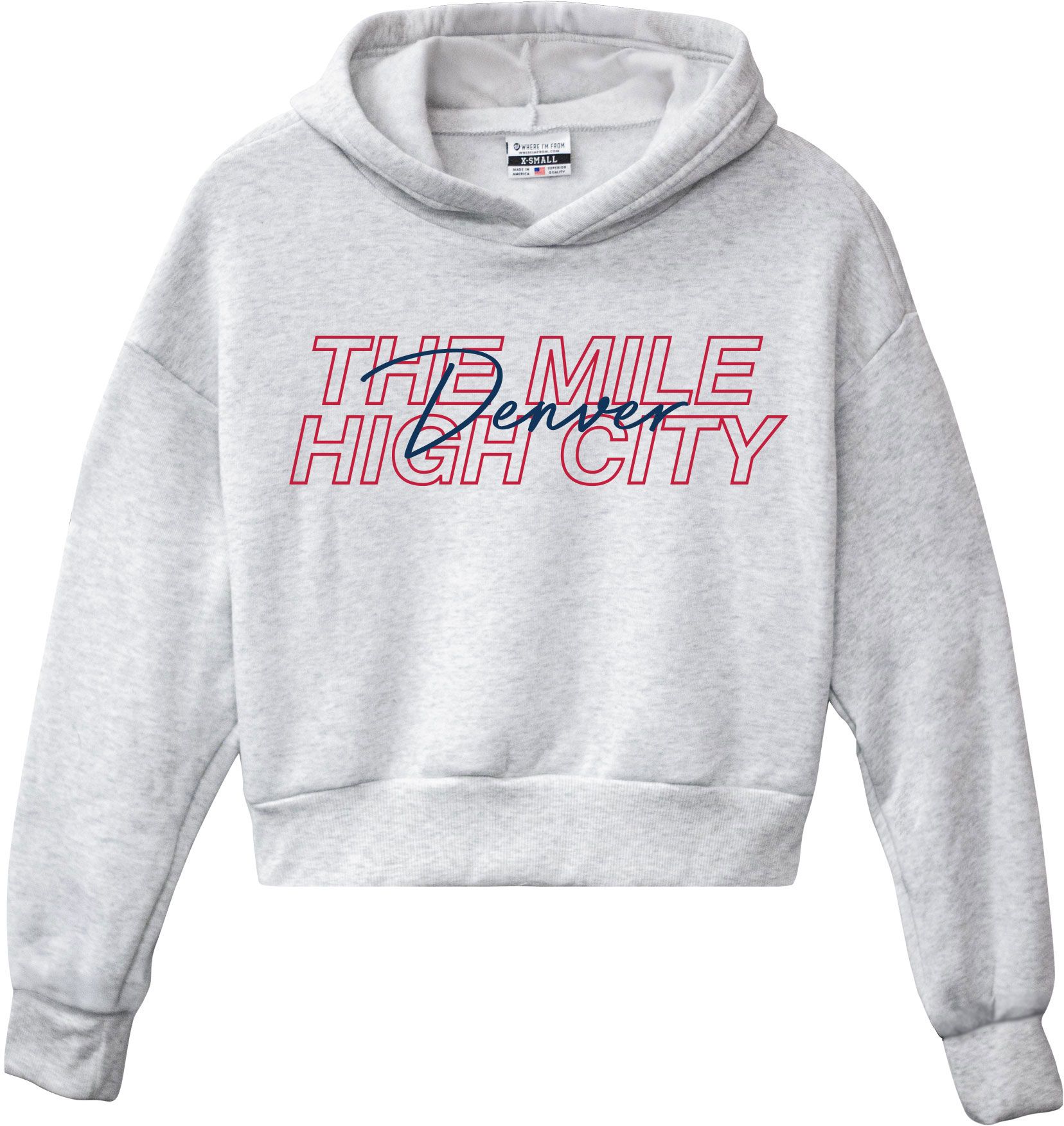 Where I'm From Women's Denver White Script Cropped Hoodie