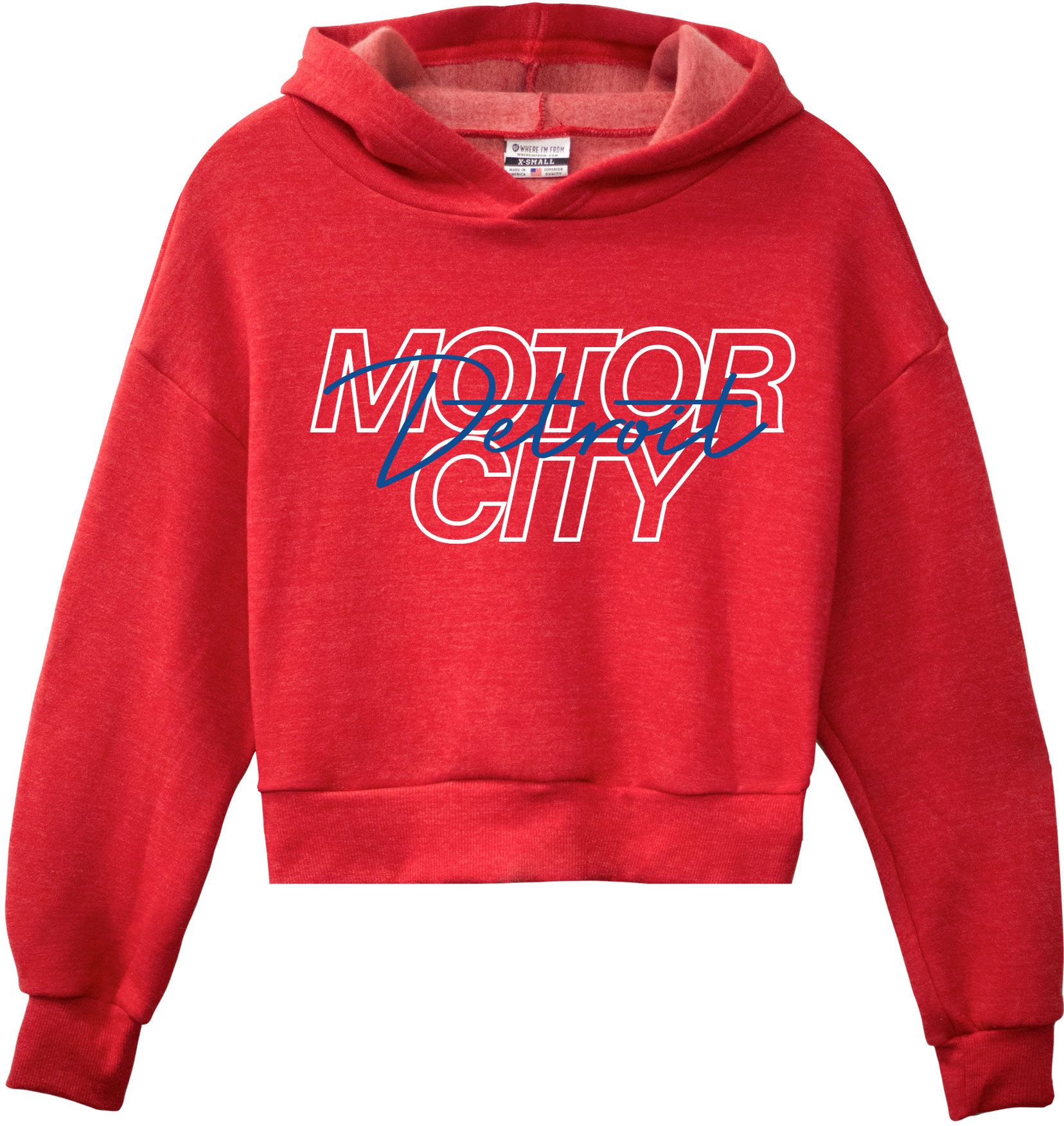 Where I'm From Women's Detroit Red Script Cropped Hoodie