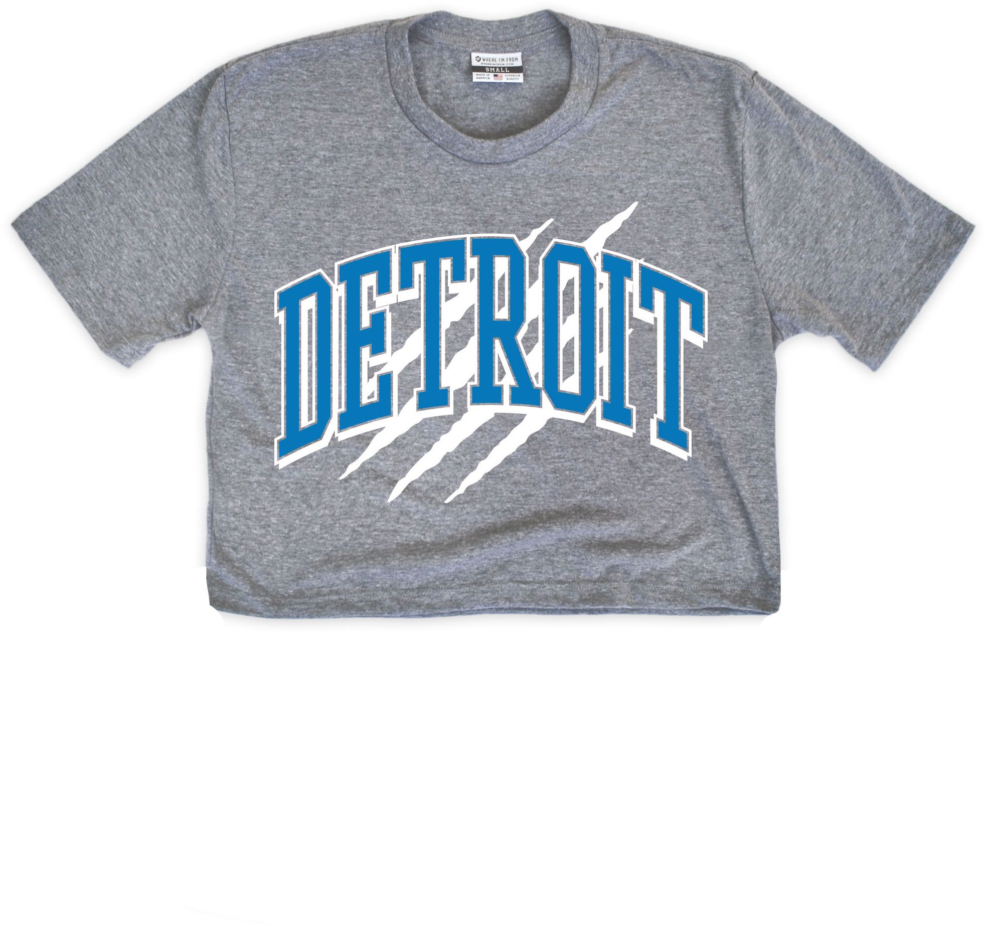 Where I'm From Women's Detriot Gray Arch Claw Cropped Short Sleeve T-Shirt