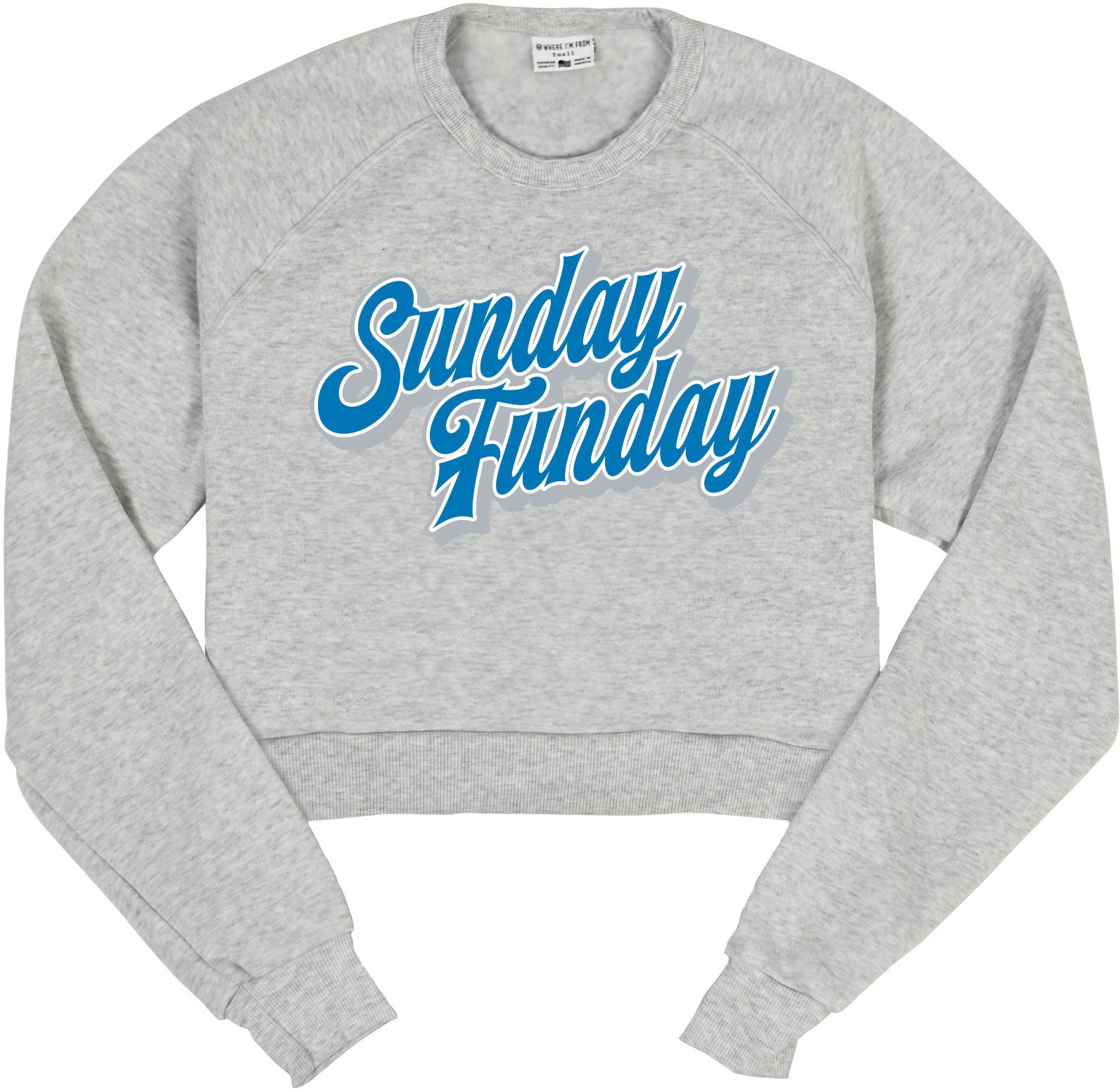 Where I'm From Women's Detriot Sunday Funday Cropped Long Sleeve Crew Pullover Sweatshirt