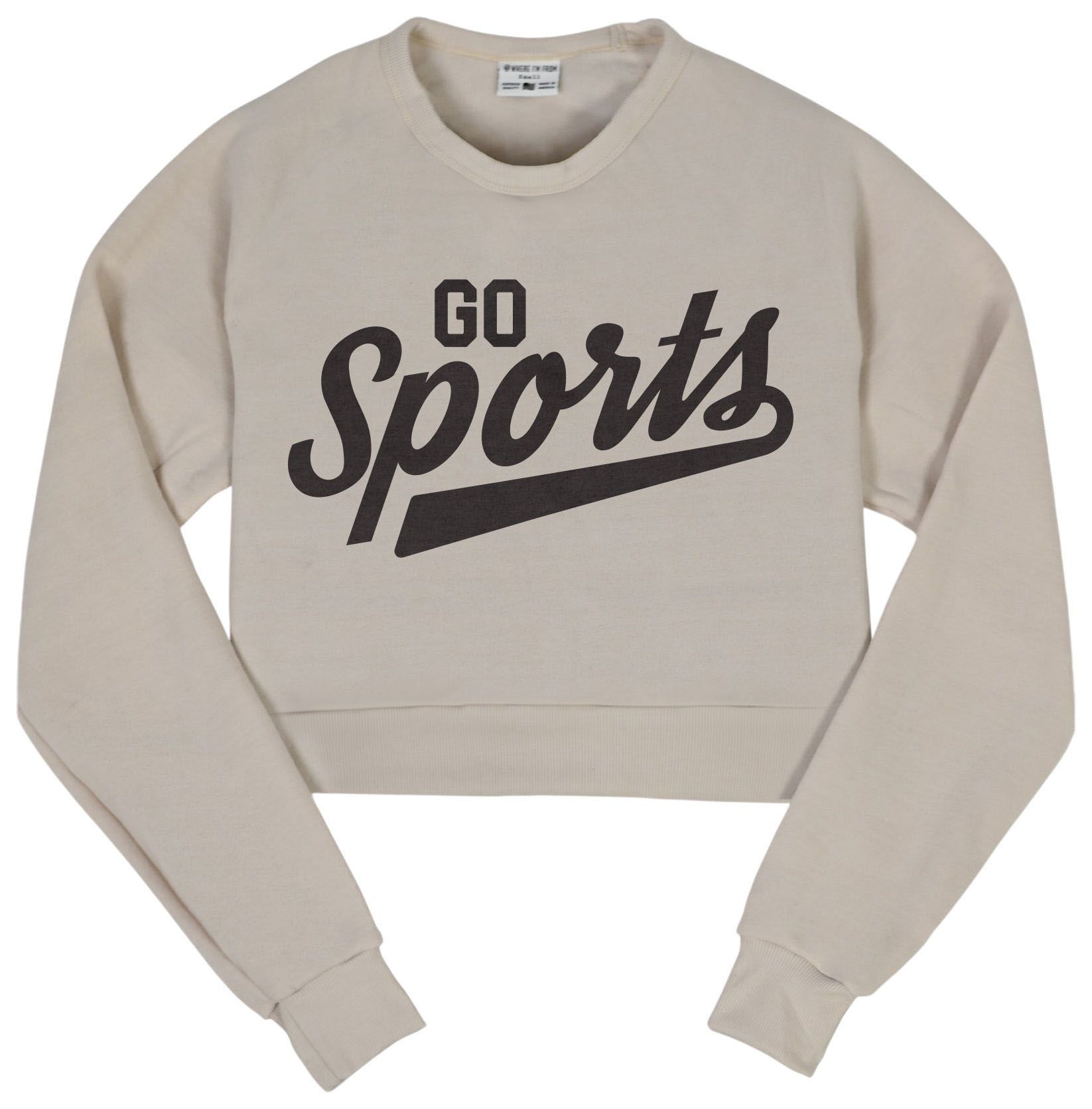 Where I'm From Women's Go Sports Cream 'Go Sports' Cropped Long Sleeve T-Shirt
