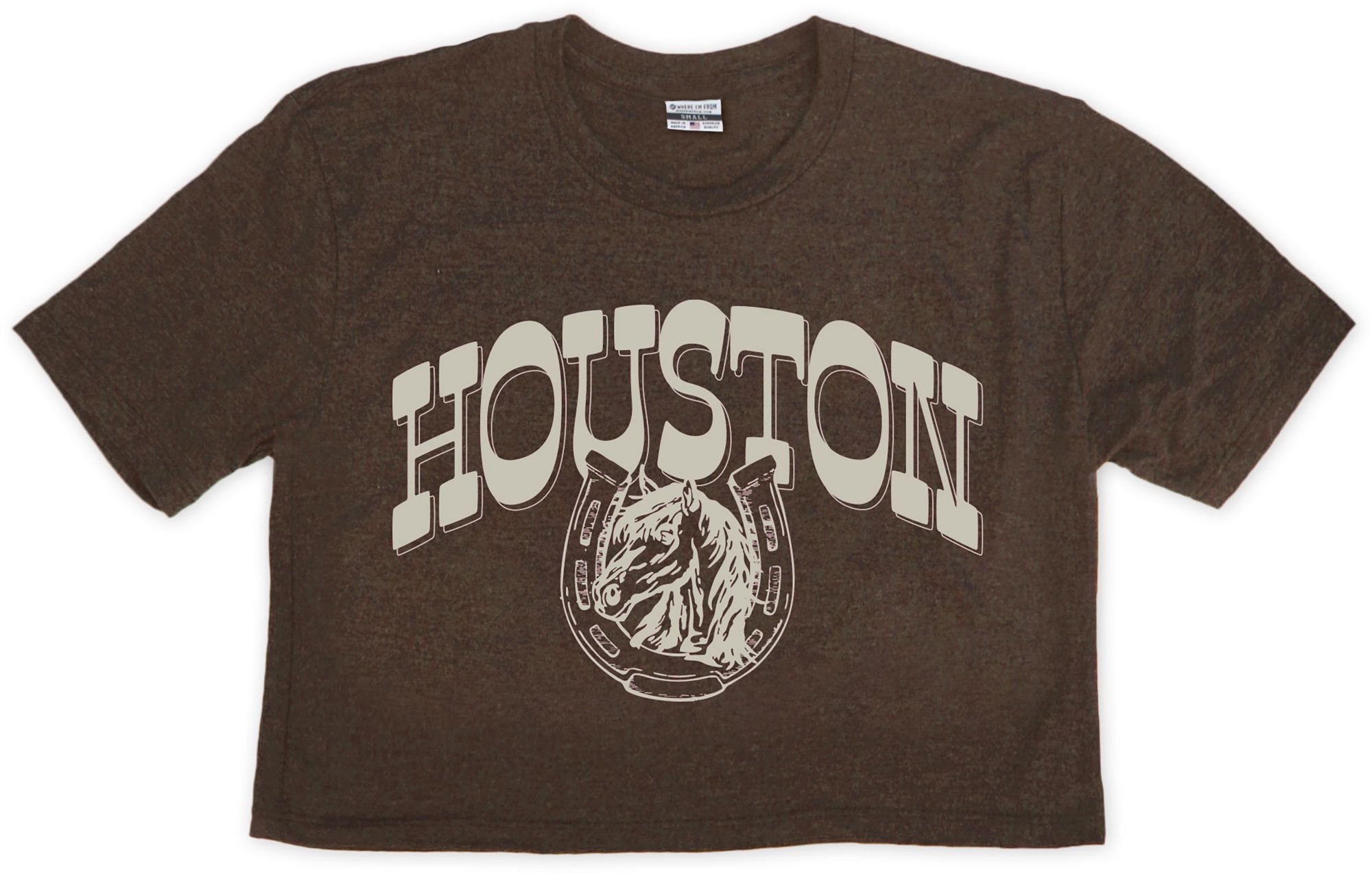 Where I'm From Houston Horseshoe Brown Cropped T-Shirt