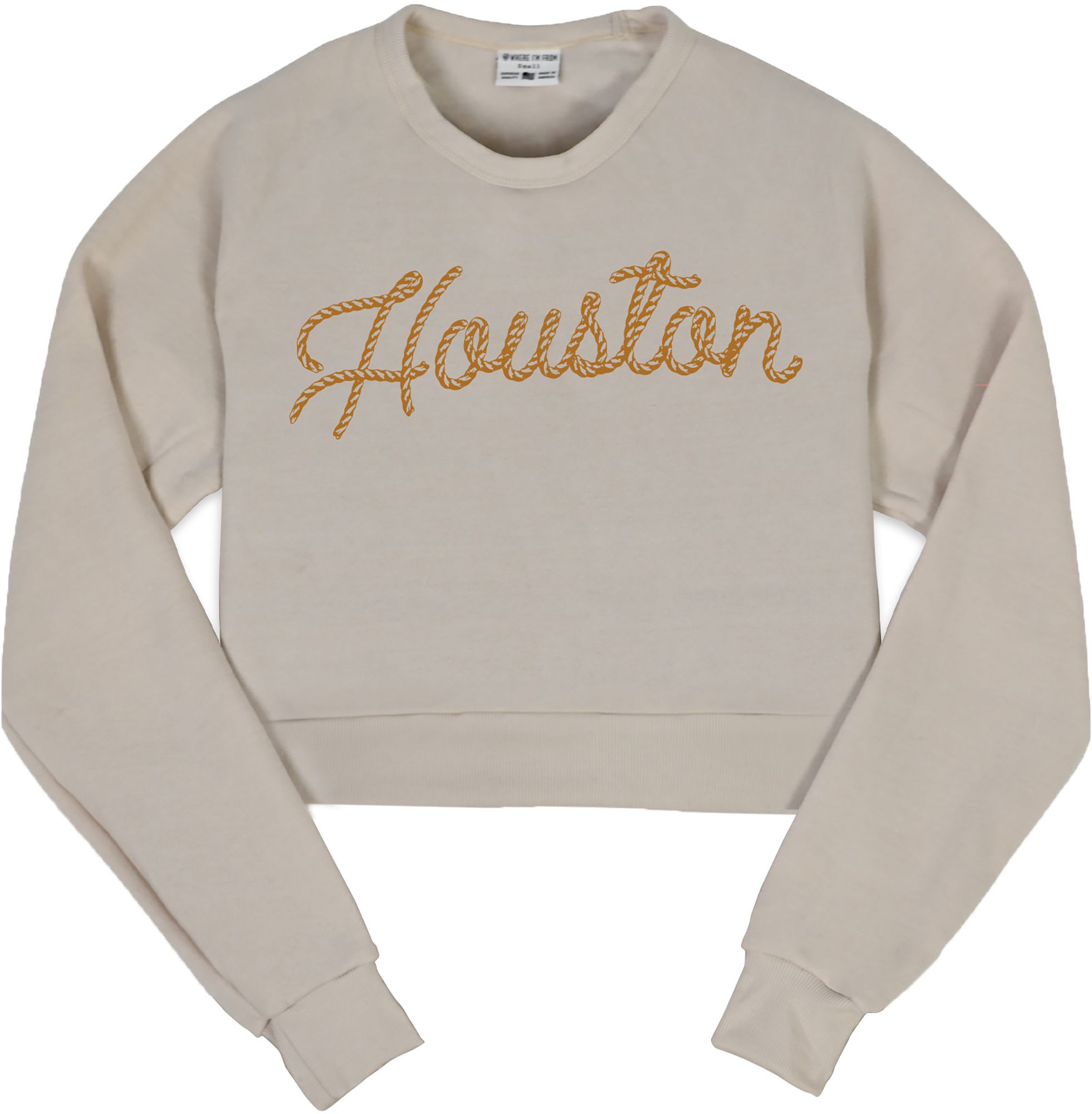 Where I'm From Houston Script Rope Cropped Crewneck Sweatshirt