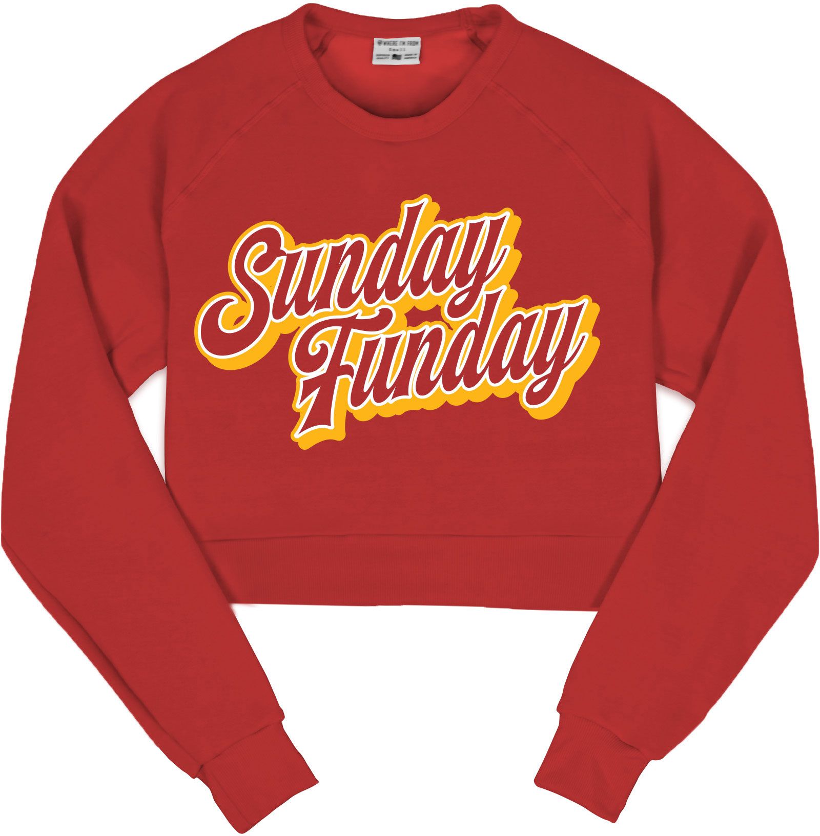 Where I'm From Women's Kansas City Red Sunday Funday Cropped Long Sleeve Crew Pullover Sweatshirt