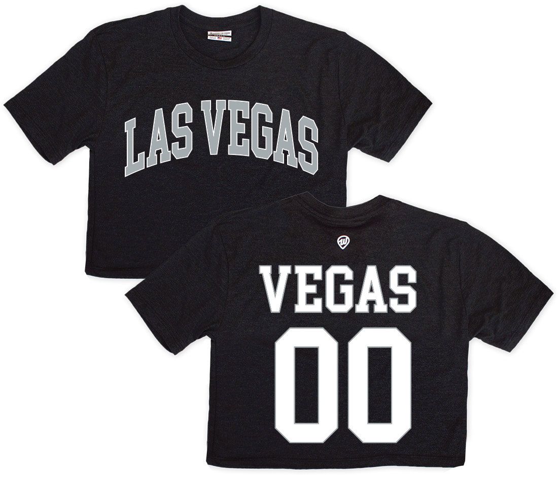 Where I'm From Women's Las Vegas Black 2-Hit Cropped Short Sleeve T-Shirt
