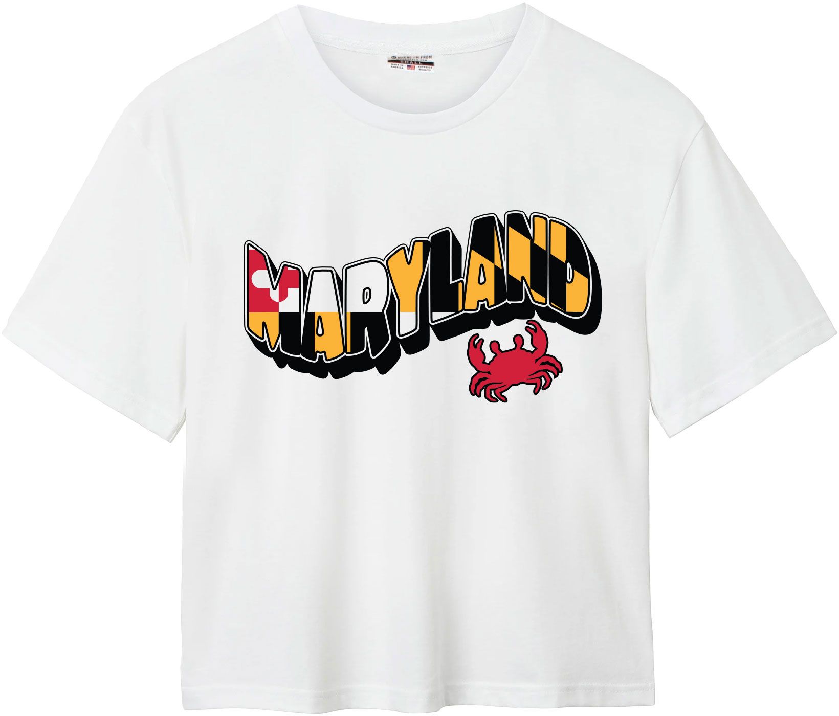 Where I'm From Women's Maryland White Fill Easy T-Shirt