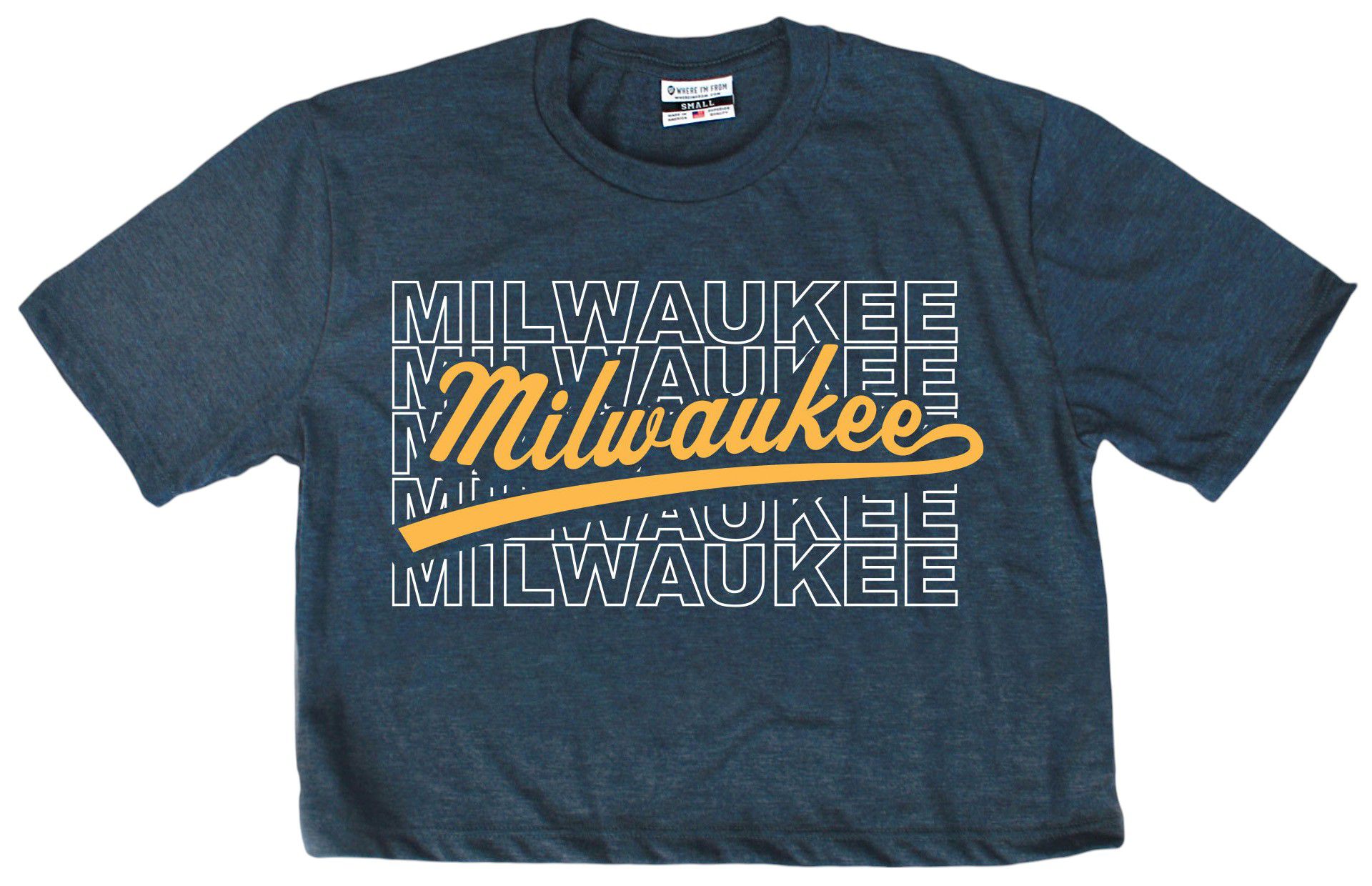Where I'm From Adult Milwaukee Navy Repeat Cropped T-Shirt