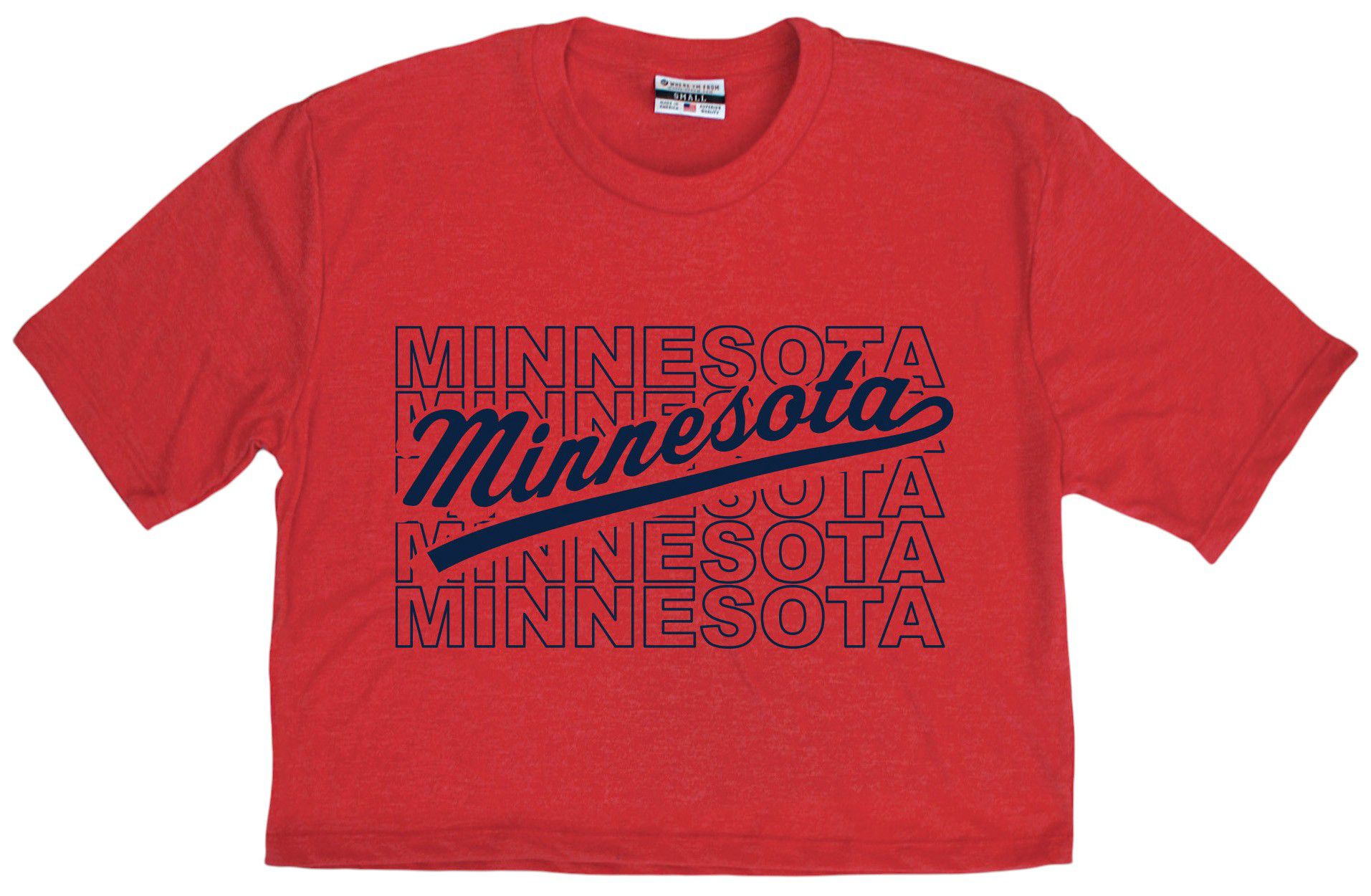 Where I'm From Adult Minnesota Red Repeat Cropped T-Shirt