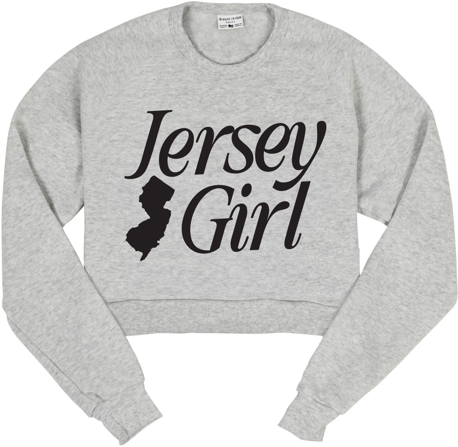 Where I'm From Women's New Jersey White Cropped Long Sleeve Cropped T-Shirt