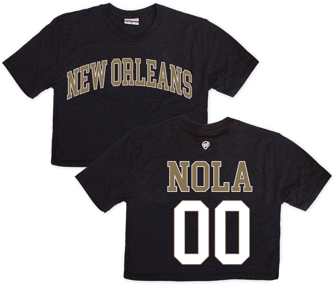 Where I'm From Women's New Orleans Black 2-Hit Cropped Short Sleeve T-Shirt