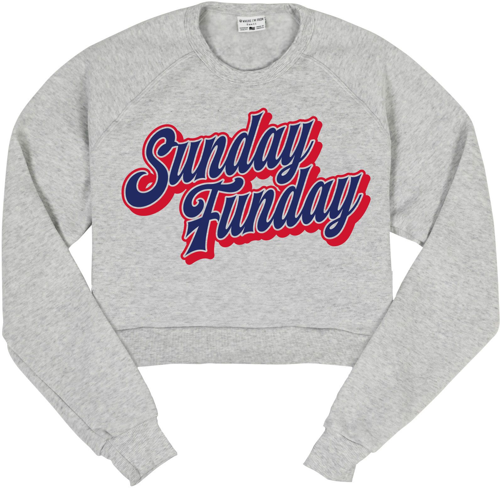 Where I'm From Women's New York City White Sunday Funday Cropped Crewneck Sweatshirt