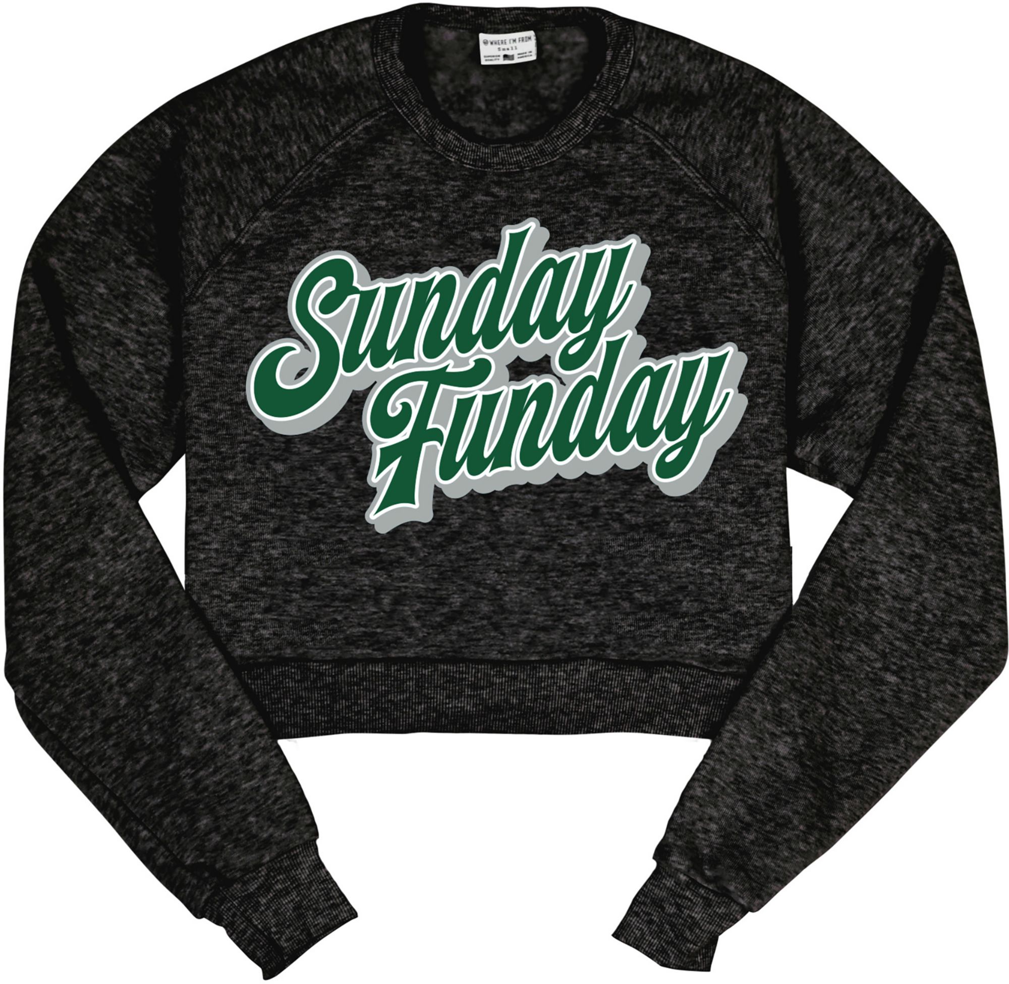 Where I'm From Women's New York City Black Sunday Funday Cropped Crewneck Sweatshirt