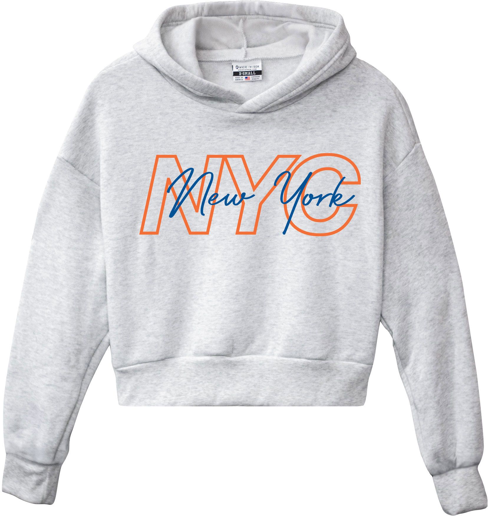 Where I'm From Women's New York City White Script Cropped Hoodie