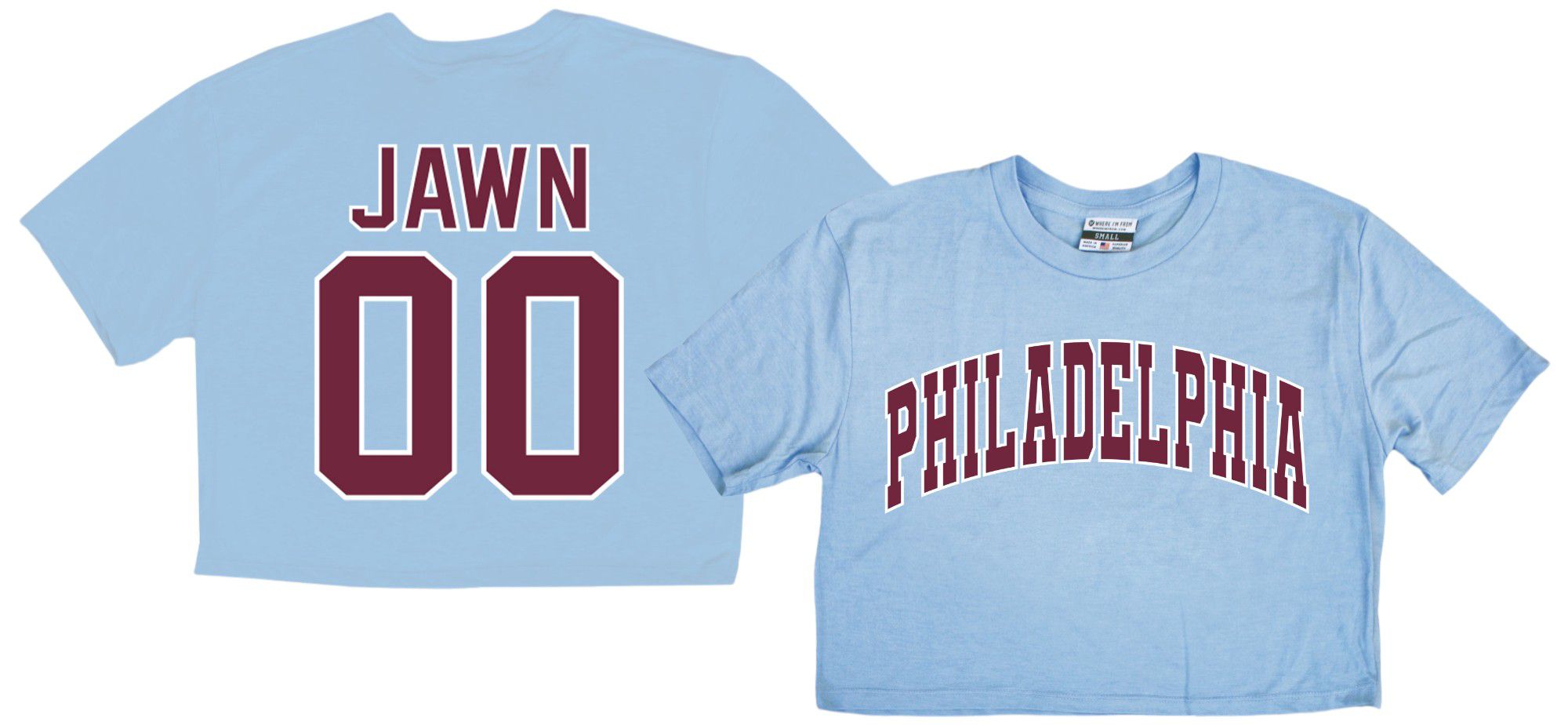 Where I'm From Adult Philadelphia Blue 2Sided Cropped T-Shirt