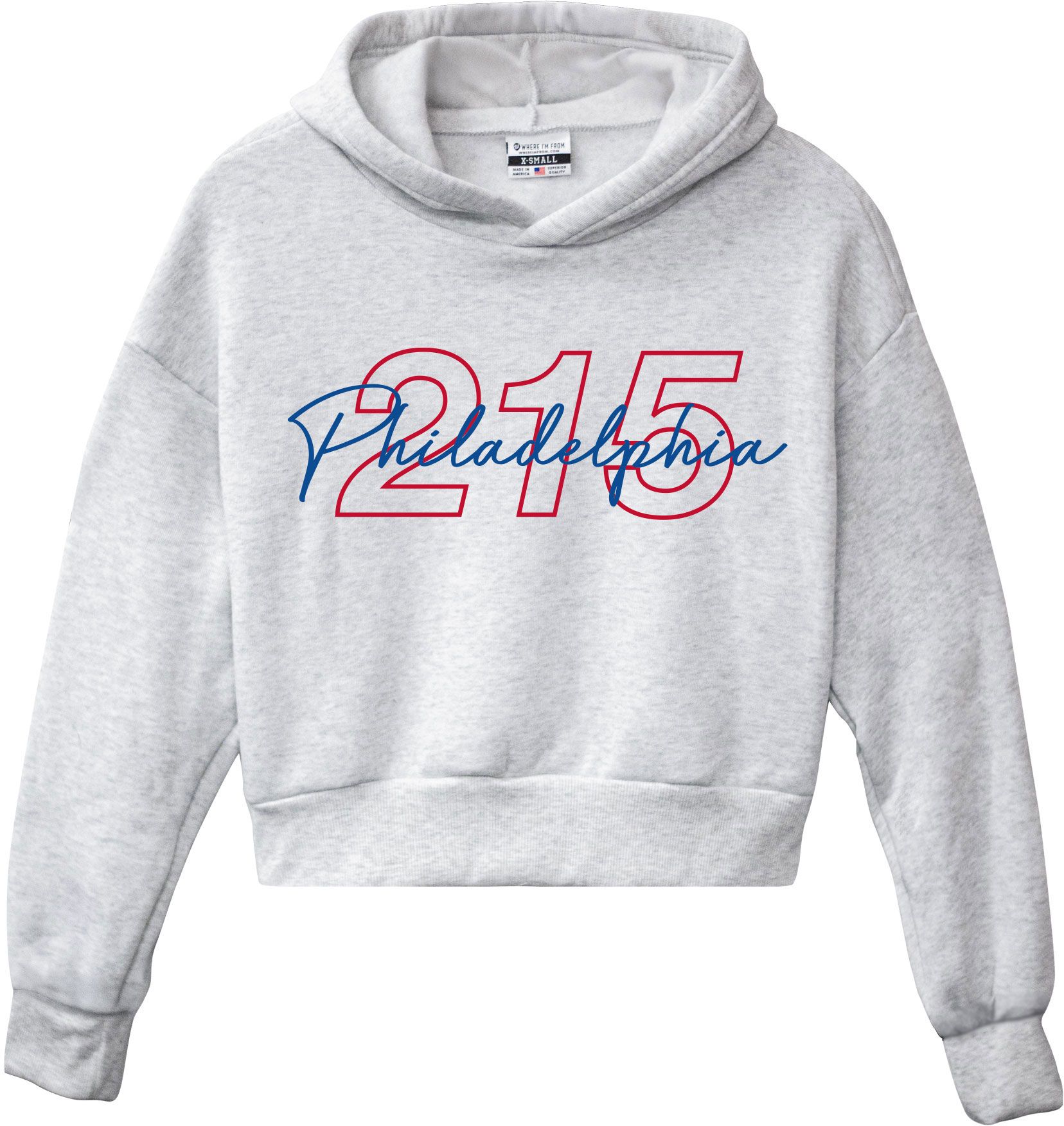Where I'm From Women's Philadelphia White Script Cropped Hoodie