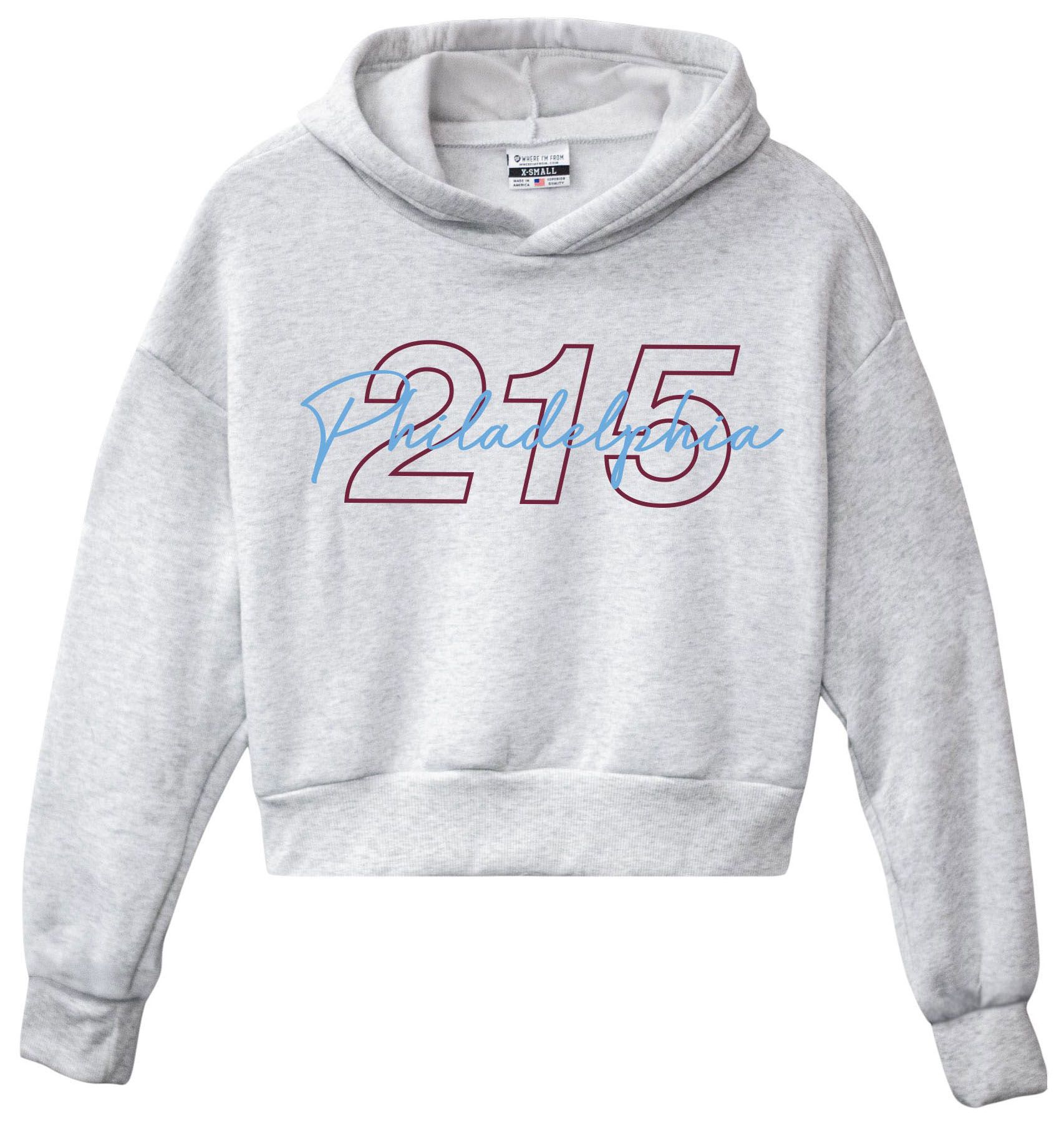 Where I'm From Women's Philadelphia Ash Script Cropped Pullover Hoodie