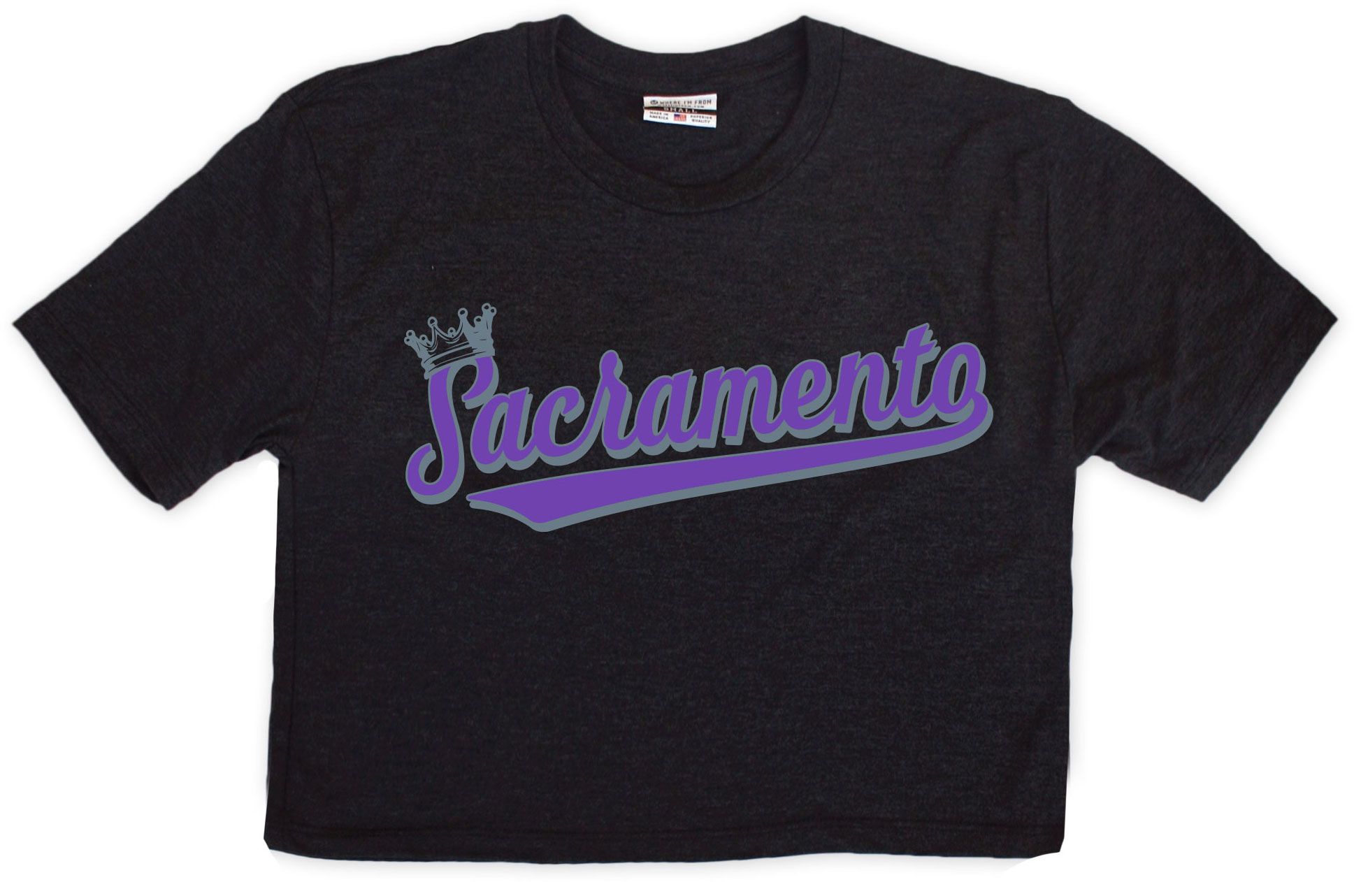 Where I'm From Women's Sacramento Black Script Cropped T-Shirt